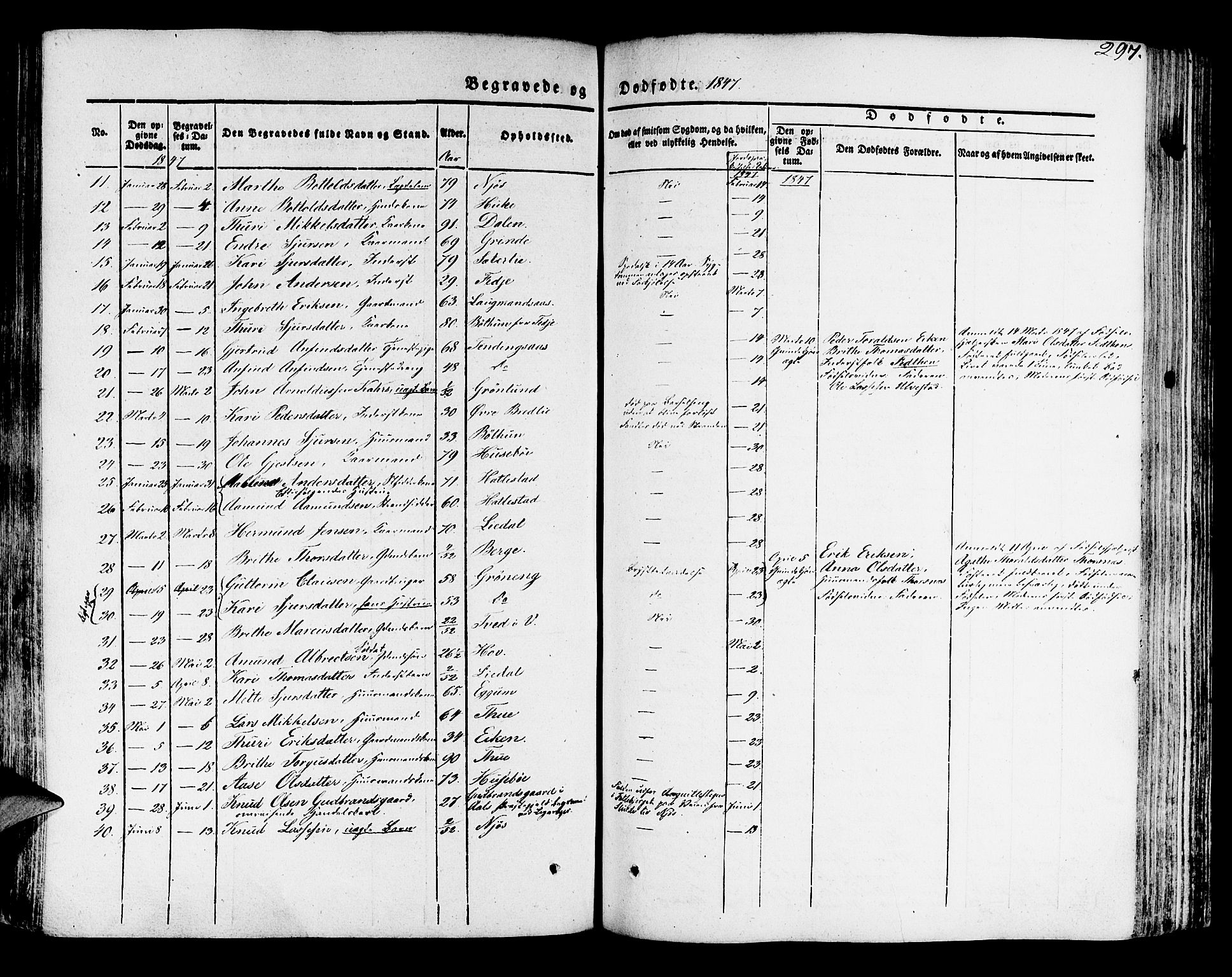 Leikanger sokneprestembete, AV/SAB-A-81001/H/Haa/Haaa/L0007: Parish register (official) no. A 7, 1838-1851, p. 297