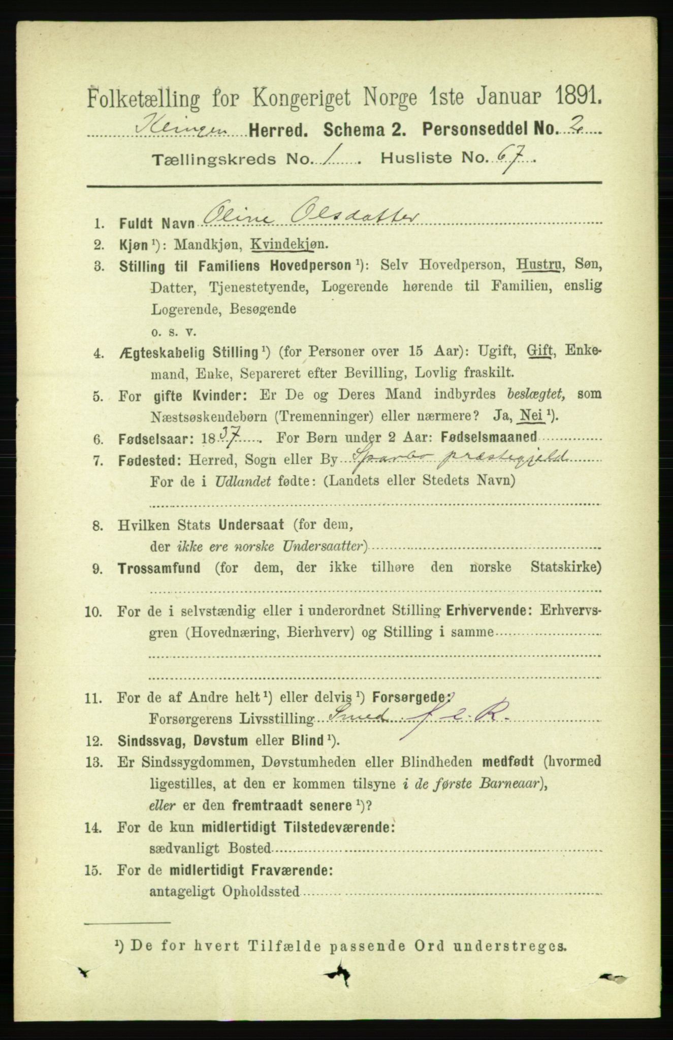 RA, 1891 census for 1746 Klinga, 1891, p. 466