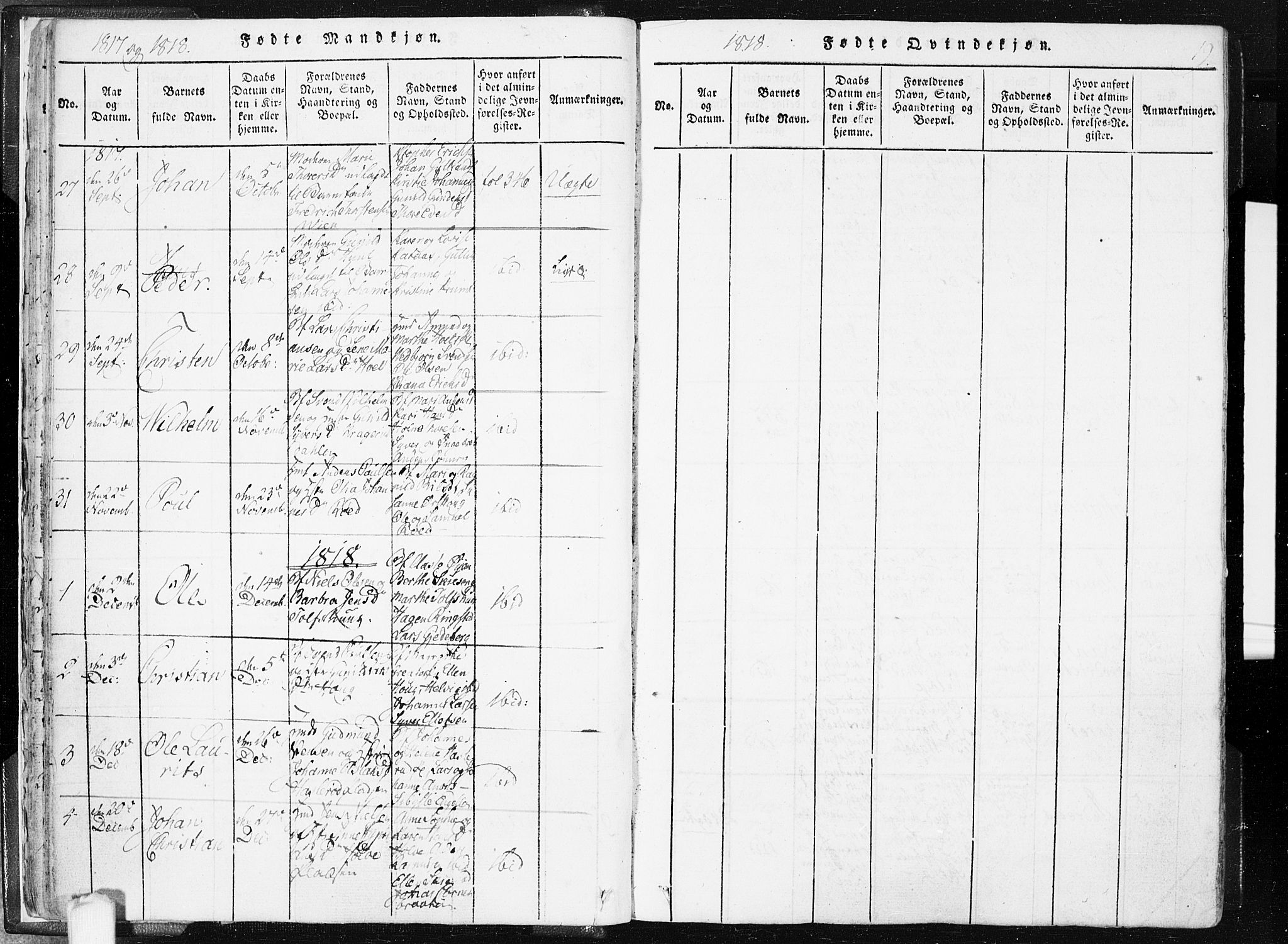 Hobøl prestekontor Kirkebøker, AV/SAO-A-2002/F/Fa/L0002: Parish register (official) no. I 2, 1814-1841, p. 19