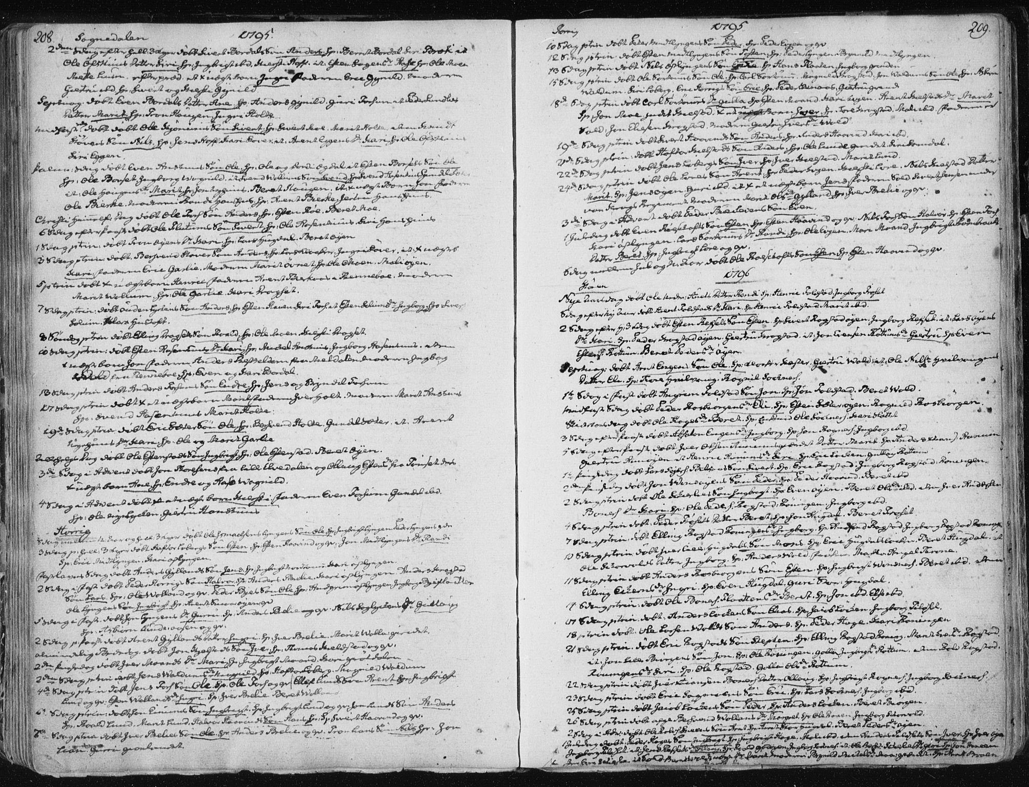 Ministerialprotokoller, klokkerbøker og fødselsregistre - Sør-Trøndelag, SAT/A-1456/687/L0992: Parish register (official) no. 687A03 /1, 1788-1815, p. 208-209