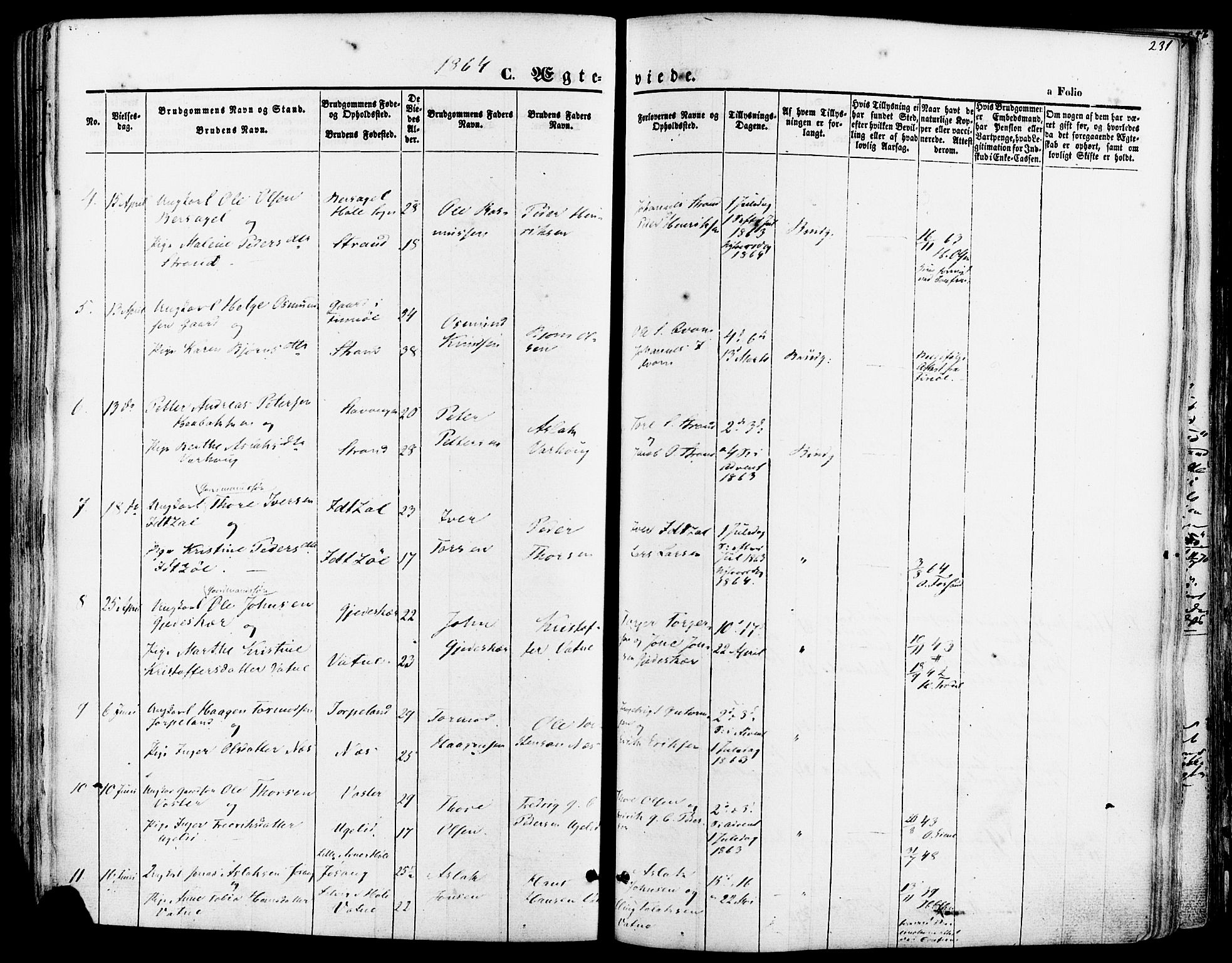 Strand sokneprestkontor, AV/SAST-A-101828/H/Ha/Haa/L0007: Parish register (official) no. A 7, 1855-1881, p. 231