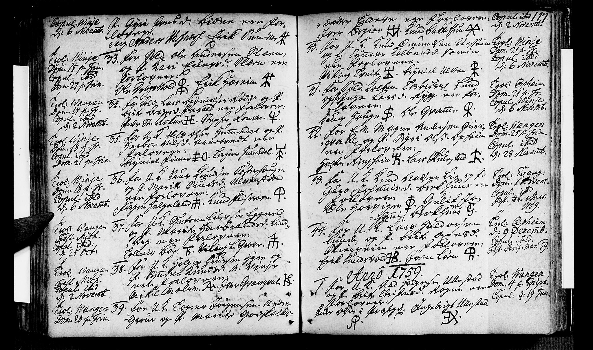 Voss sokneprestembete, AV/SAB-A-79001/H/Haa: Parish register (official) no. A 7, 1731-1773, p. 117