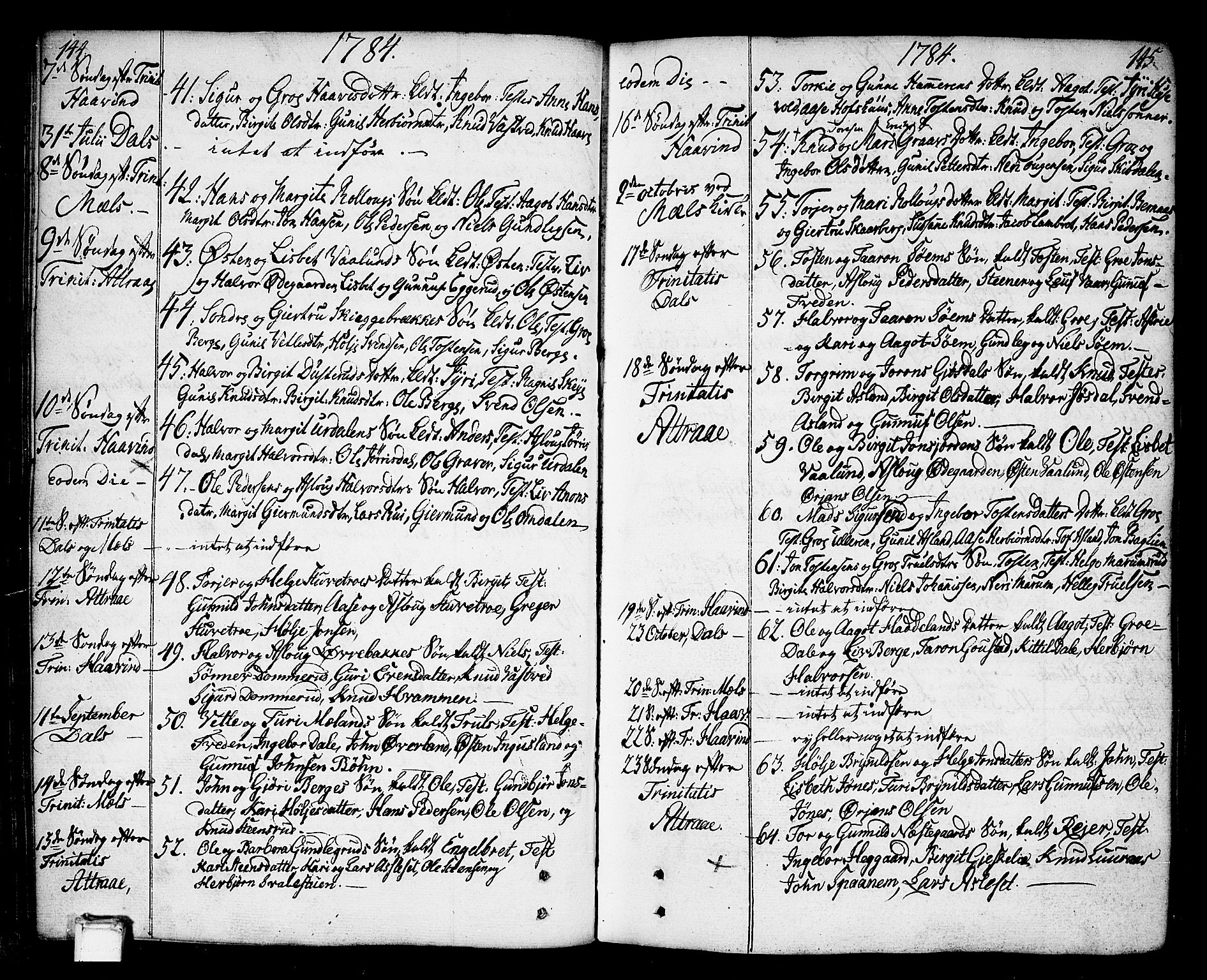 Tinn kirkebøker, SAKO/A-308/F/Fa/L0002: Parish register (official) no. I 2, 1757-1810, p. 144-145
