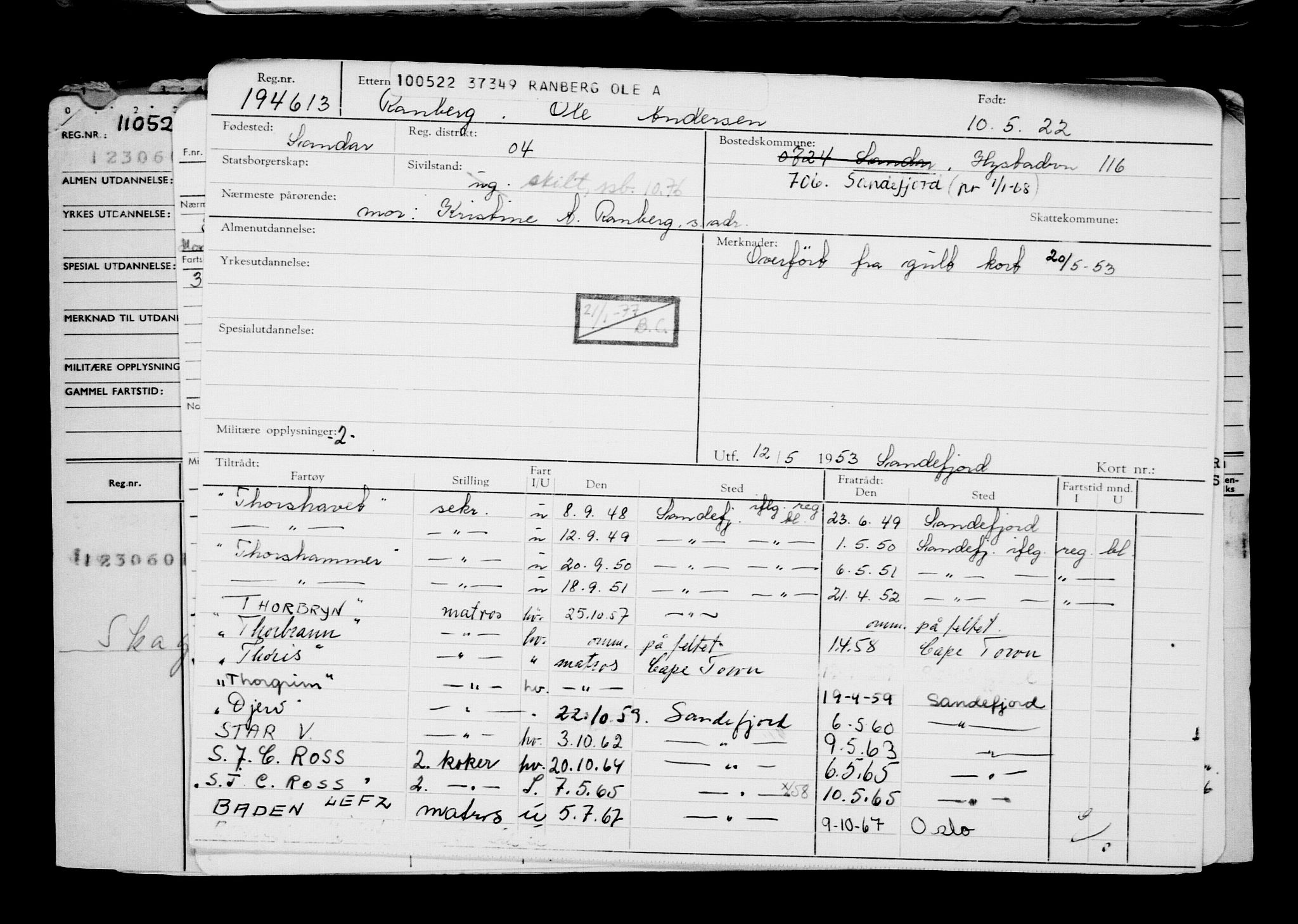 Direktoratet for sjømenn, AV/RA-S-3545/G/Gb/L0206: Hovedkort, 1922, p. 279