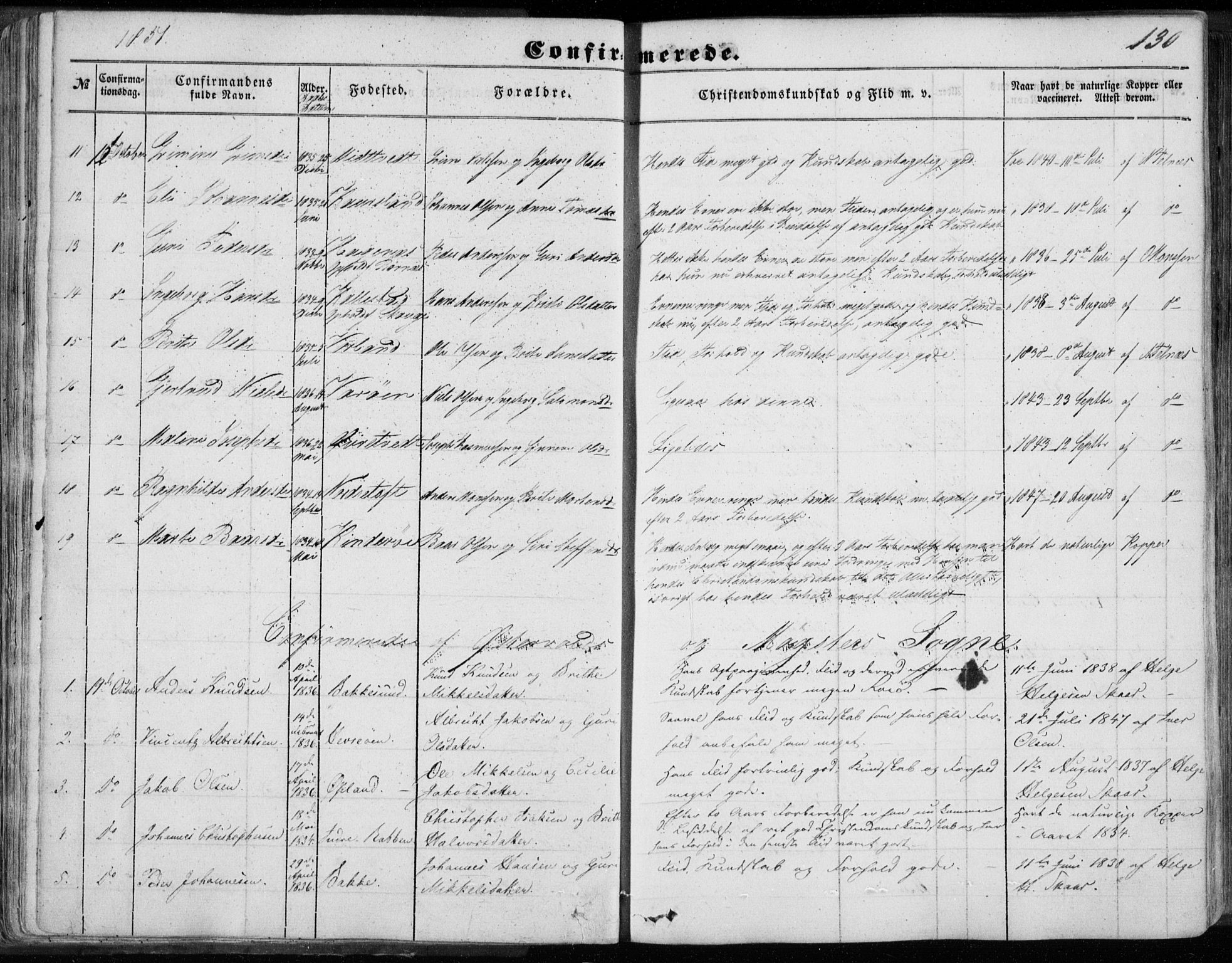 Sund sokneprestembete, AV/SAB-A-99930: Parish register (official) no. A 14, 1850-1866, p. 130