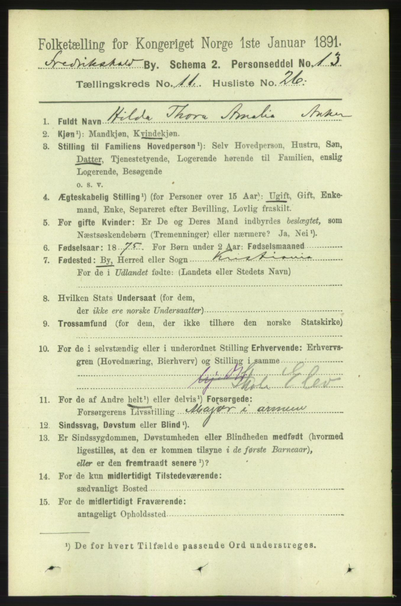 RA, 1891 census for 0101 Fredrikshald, 1891, p. 7979