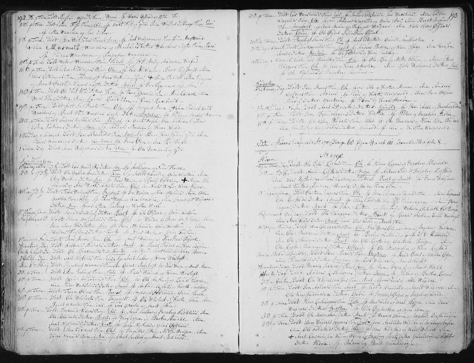 Ministerialprotokoller, klokkerbøker og fødselsregistre - Sør-Trøndelag, SAT/A-1456/687/L0992: Parish register (official) no. 687A03 /1, 1788-1815, p. 192-193