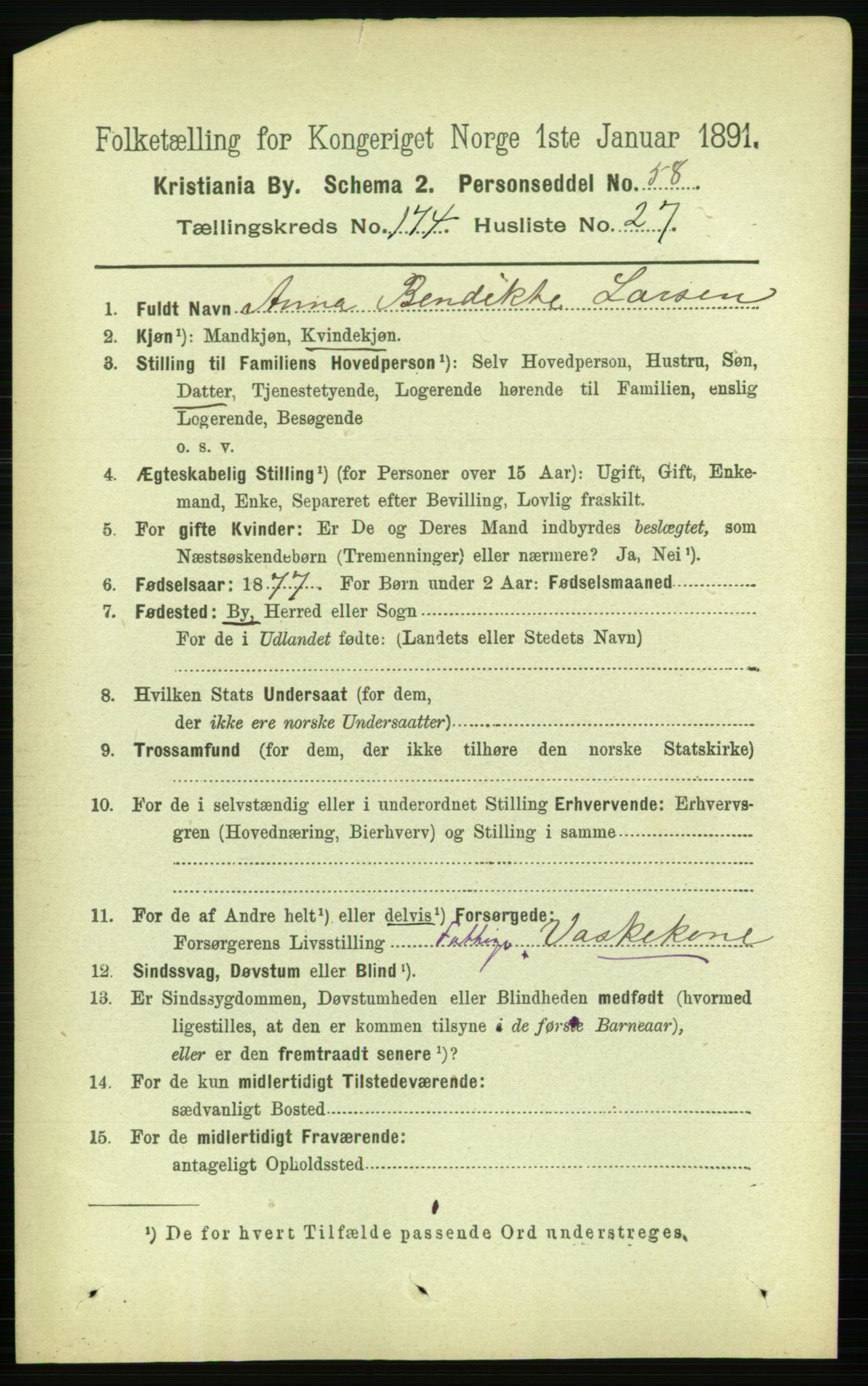 RA, 1891 census for 0301 Kristiania, 1891, p. 104630