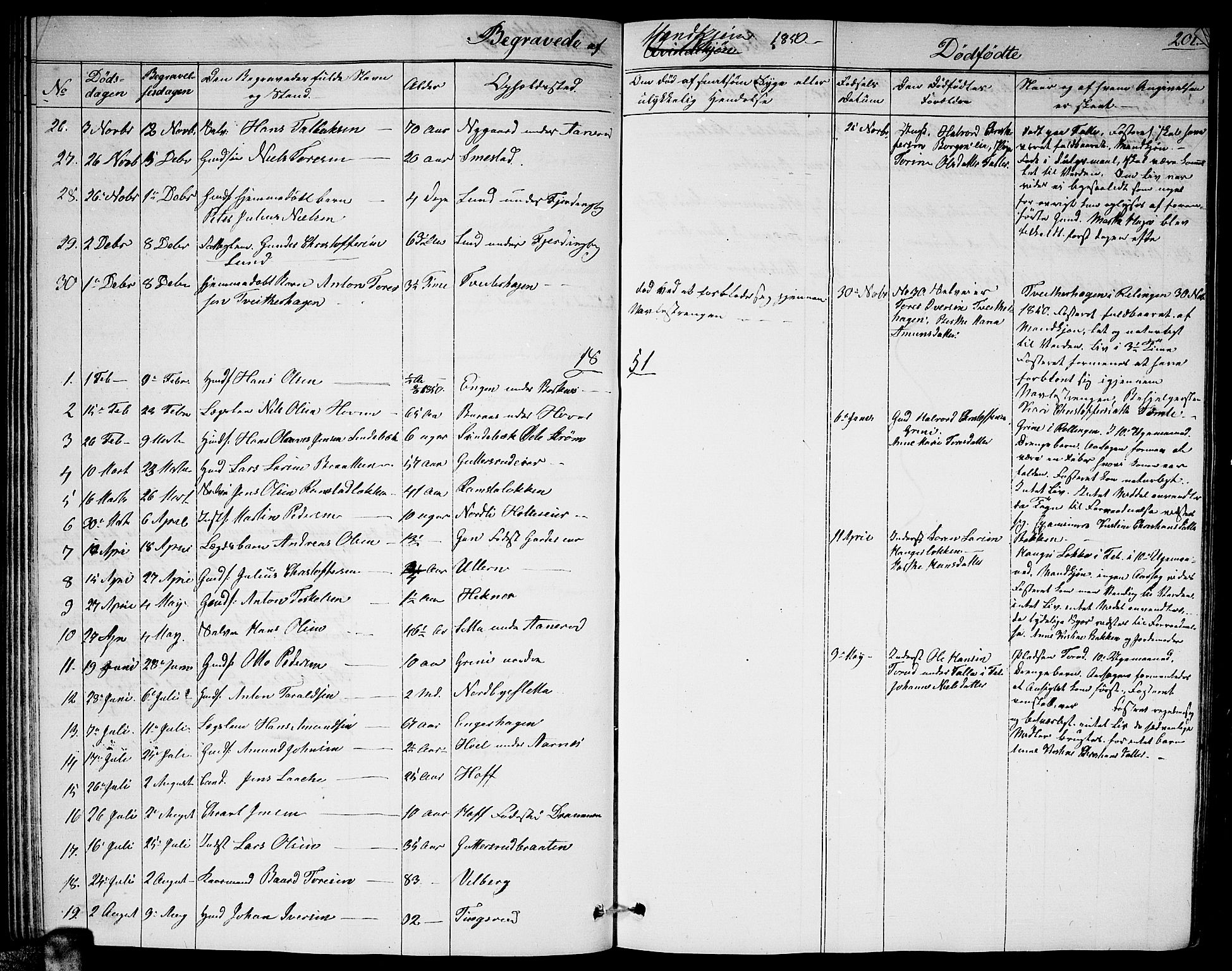 Fet prestekontor Kirkebøker, AV/SAO-A-10370a/G/Ga/L0002: Parish register (copy) no. I 2, 1843-1859, p. 201