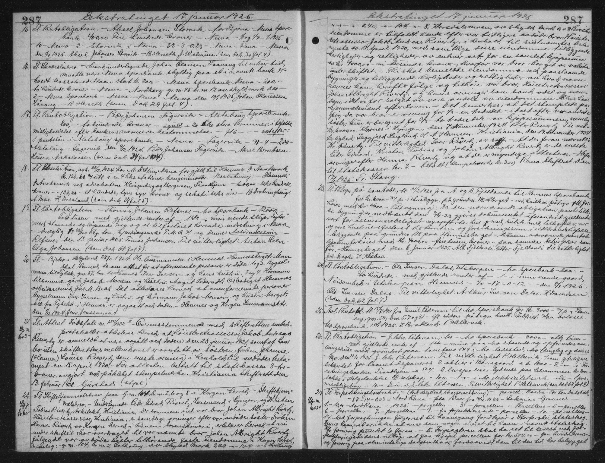 Rana sorenskriveri , AV/SAT-A-1108/1/2/2C/L0018: Mortgage book no. 18, 1923-1928, p. 287, Deed date: 17.01.1925