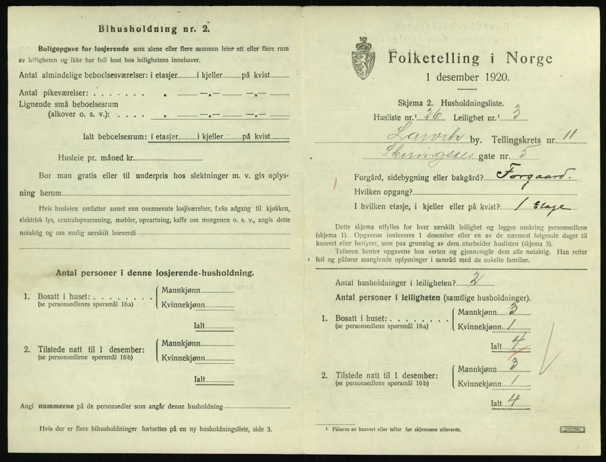 SAKO, 1920 census for Larvik, 1920, p. 7988