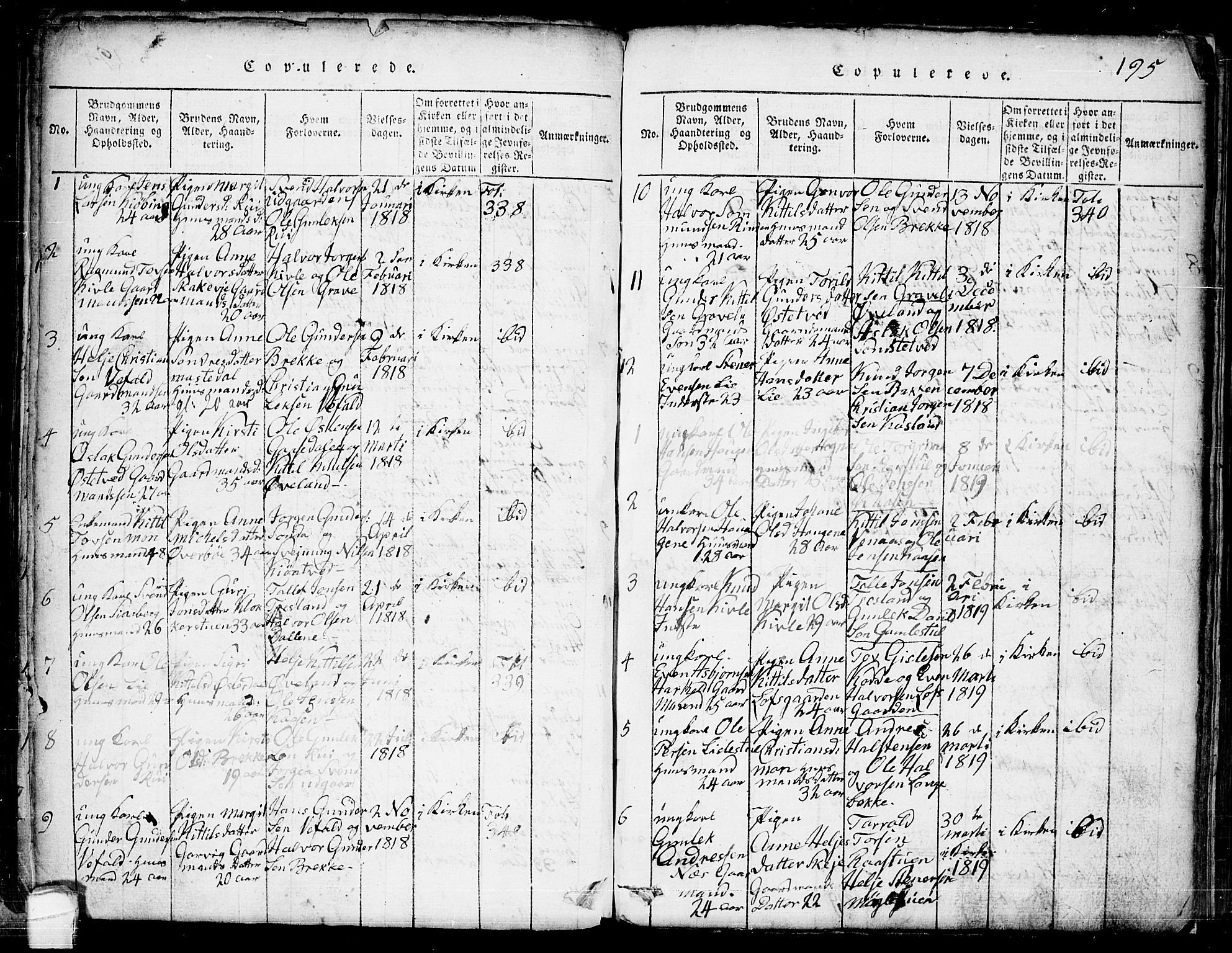 Seljord kirkebøker, SAKO/A-20/G/Ga/L0001: Parish register (copy) no. I 1, 1815-1854, p. 195