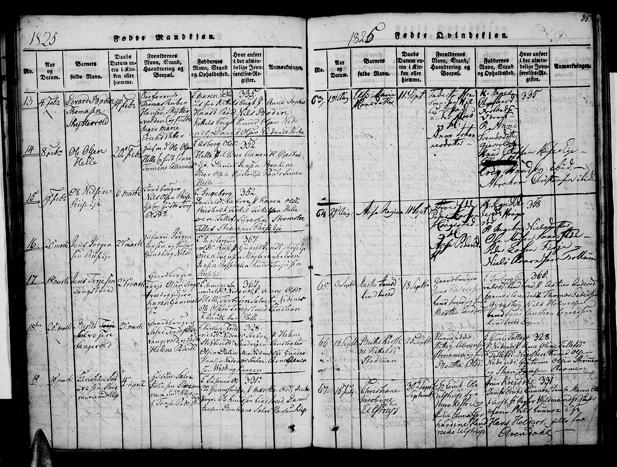 Øyestad sokneprestkontor, AV/SAK-1111-0049/F/Fa/L0012: Parish register (official) no. A 12, 1816-1827, p. 85