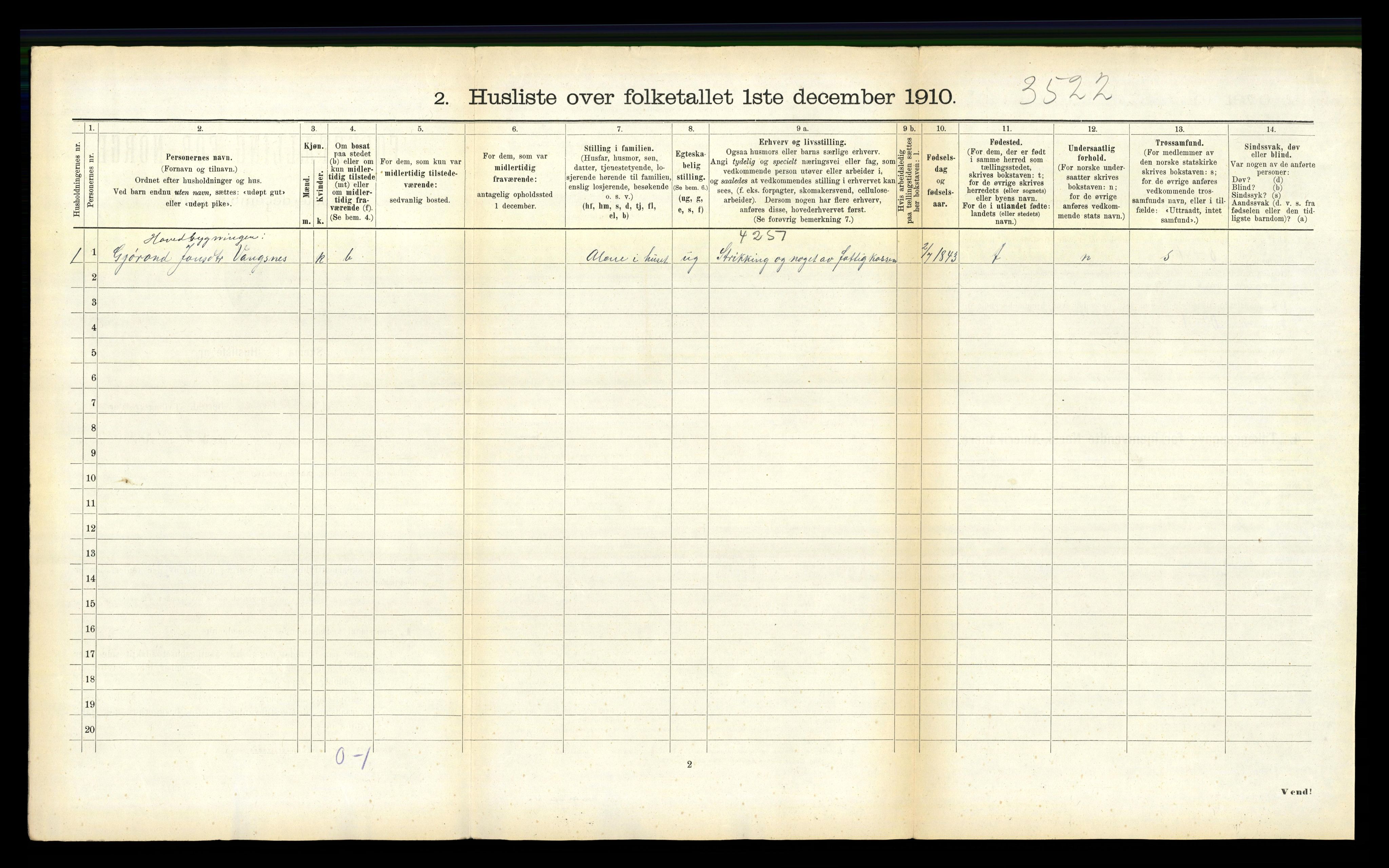 RA, 1910 census for Balestrand, 1910, p. 827