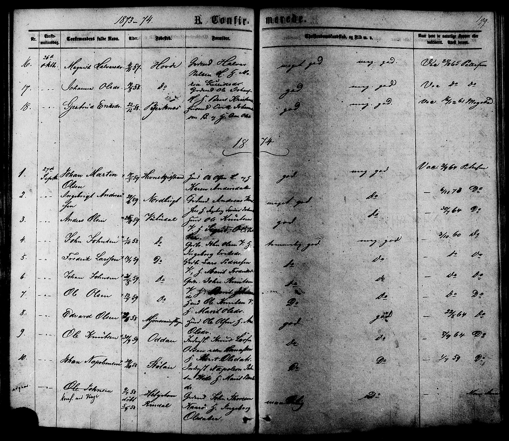 Ministerialprotokoller, klokkerbøker og fødselsregistre - Sør-Trøndelag, SAT/A-1456/630/L0495: Parish register (official) no. 630A08, 1868-1878, p. 199
