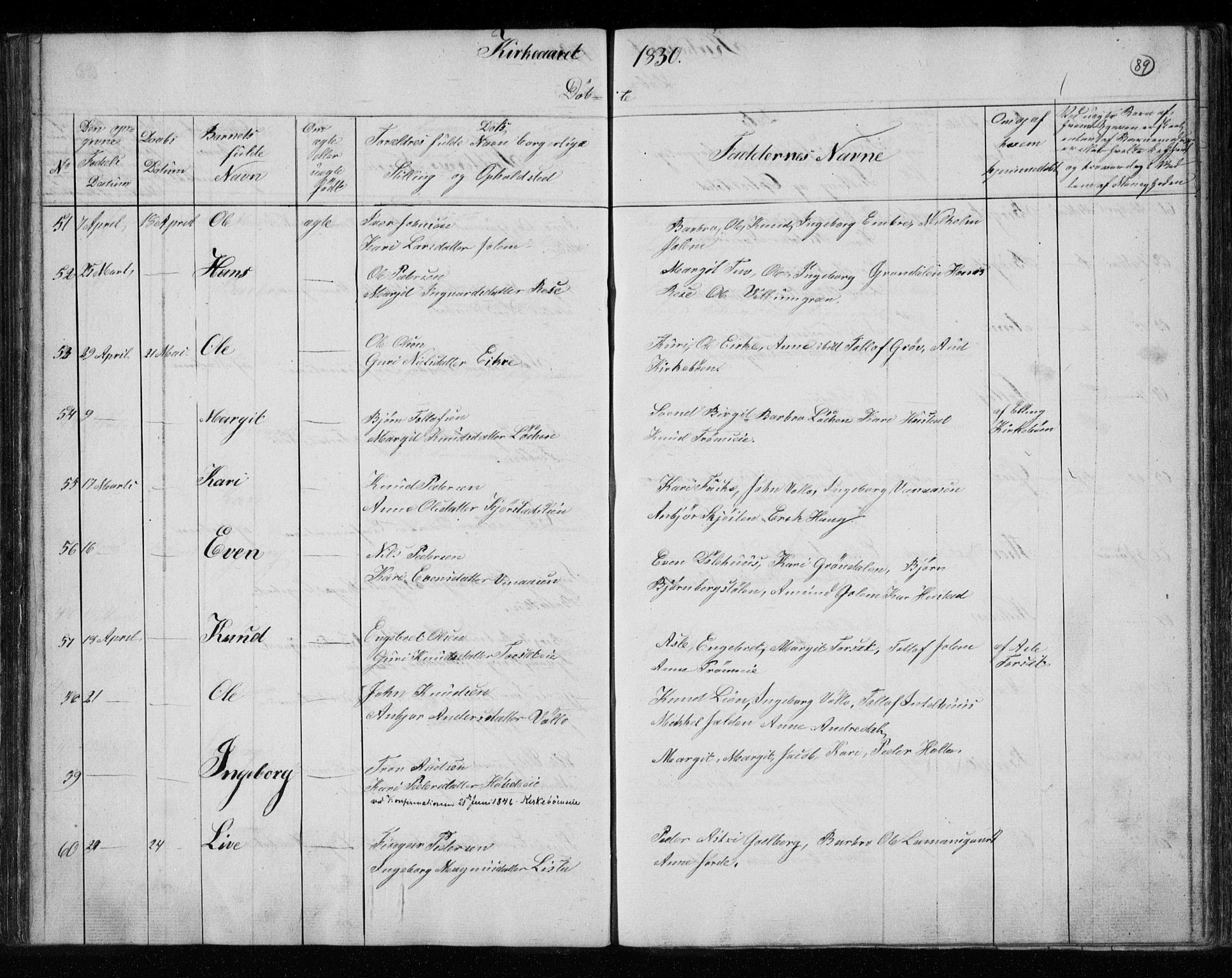 Gol kirkebøker, AV/SAKO-A-226/F/Fa/L0001: Parish register (official) no. I 1, 1821-1837, p. 89