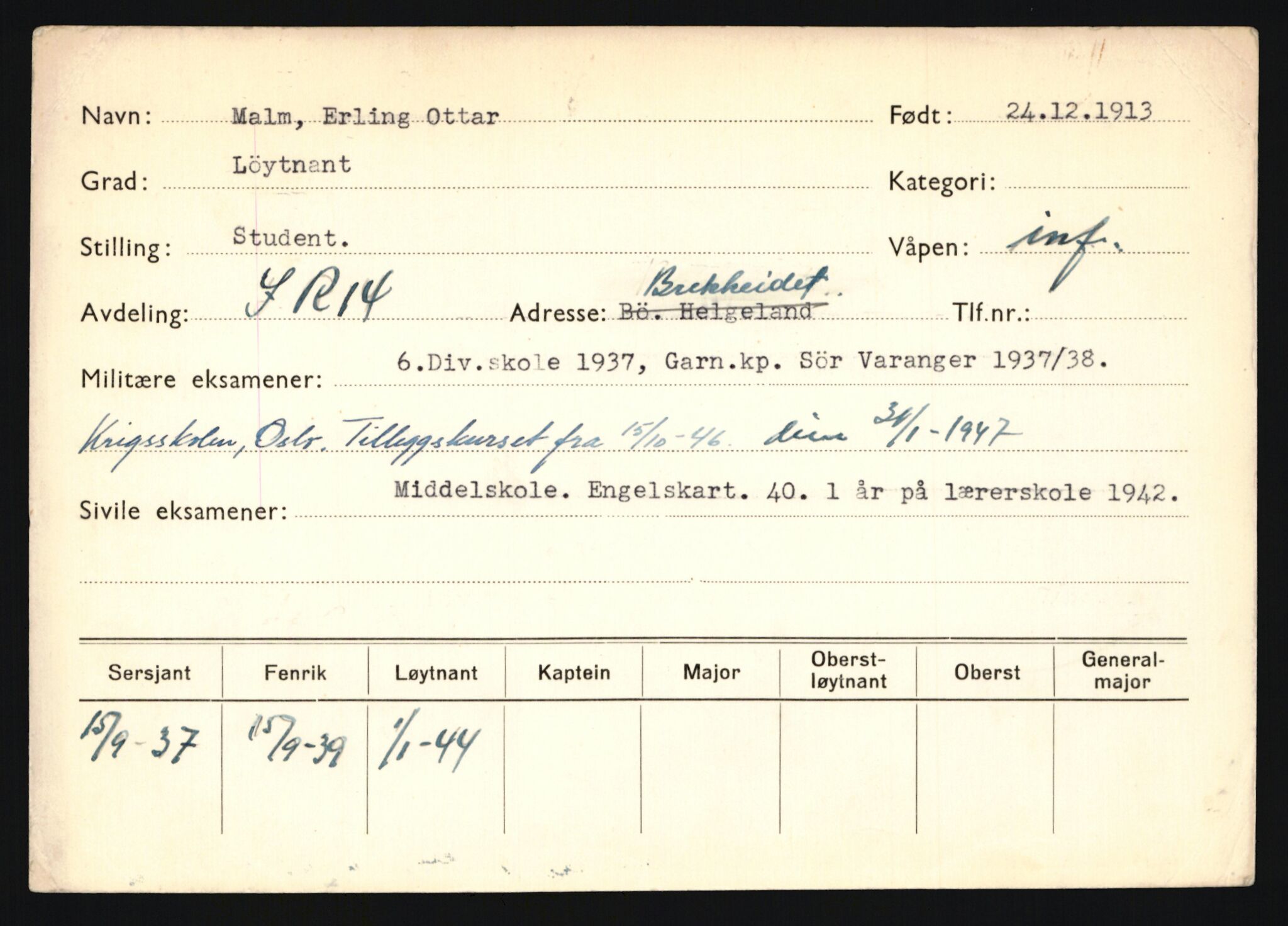 Forsvaret, Sør-Hålogaland landforsvar, AV/RA-RAFA-2552/P/Pa/L0302: Personellmapper for slettet personell, yrkesbefal og vernepliktig befal, født 1913-1916, 1932-1976, p. 120