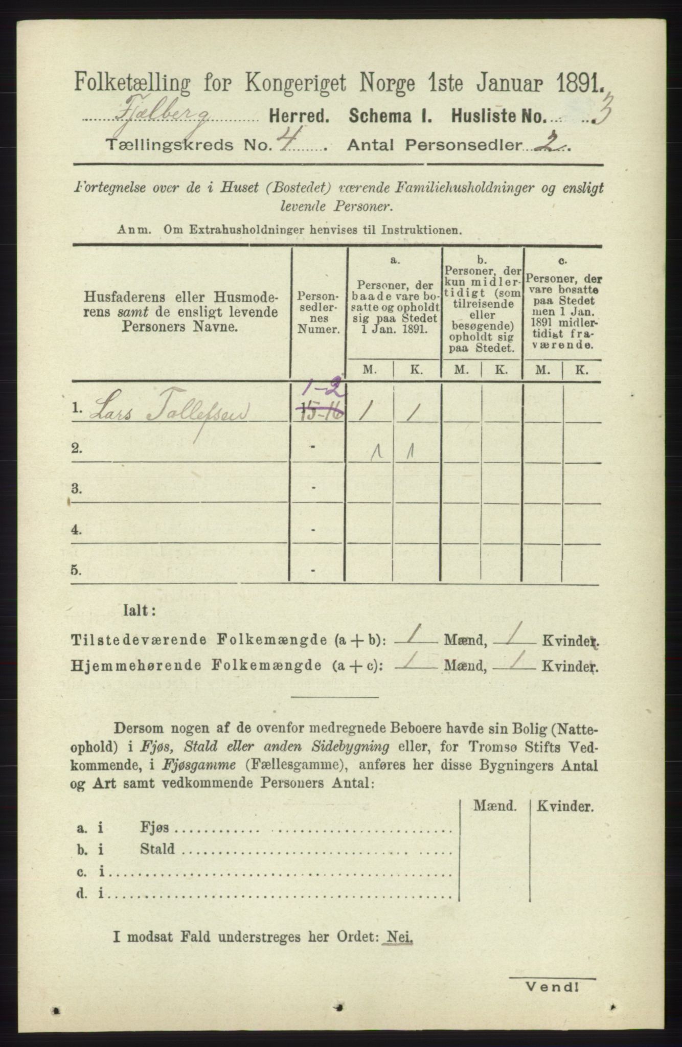 RA, 1891 census for 1213 Fjelberg, 1891, p. 1128