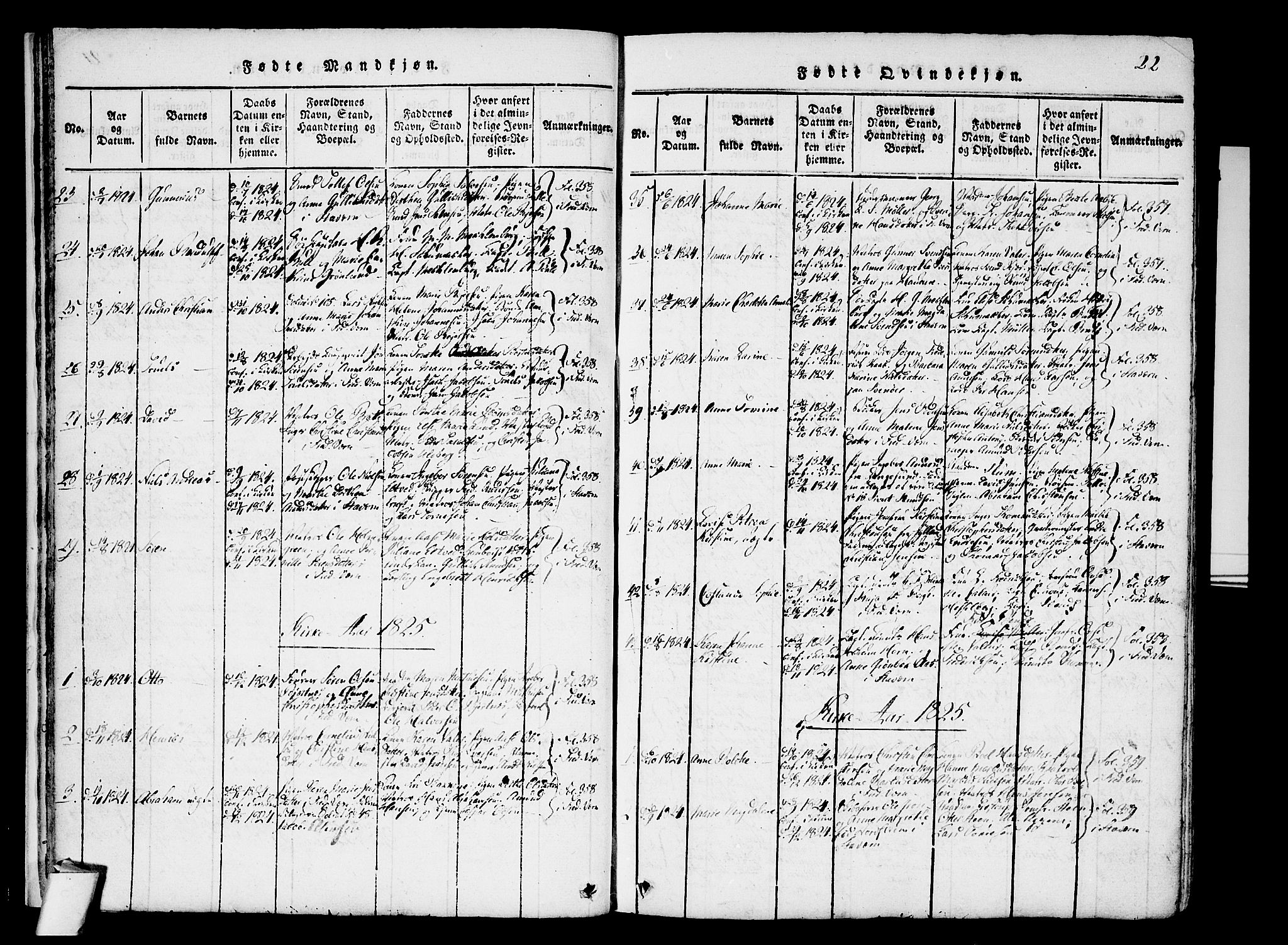 Stavern kirkebøker, AV/SAKO-A-318/F/Fa/L0006: Parish register (official) no. 6, 1816-1839, p. 22