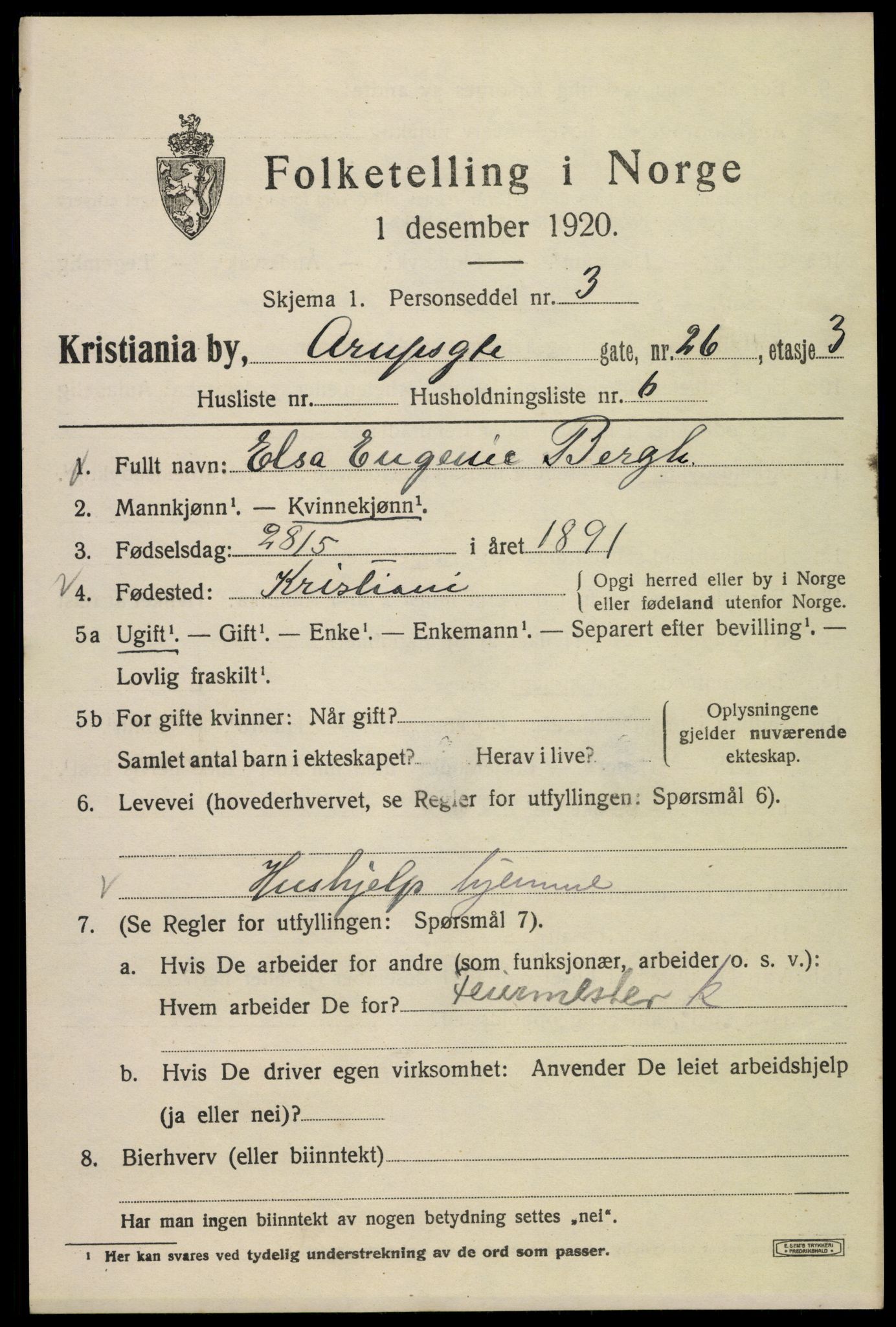 SAO, 1920 census for Kristiania, 1920, p. 146667