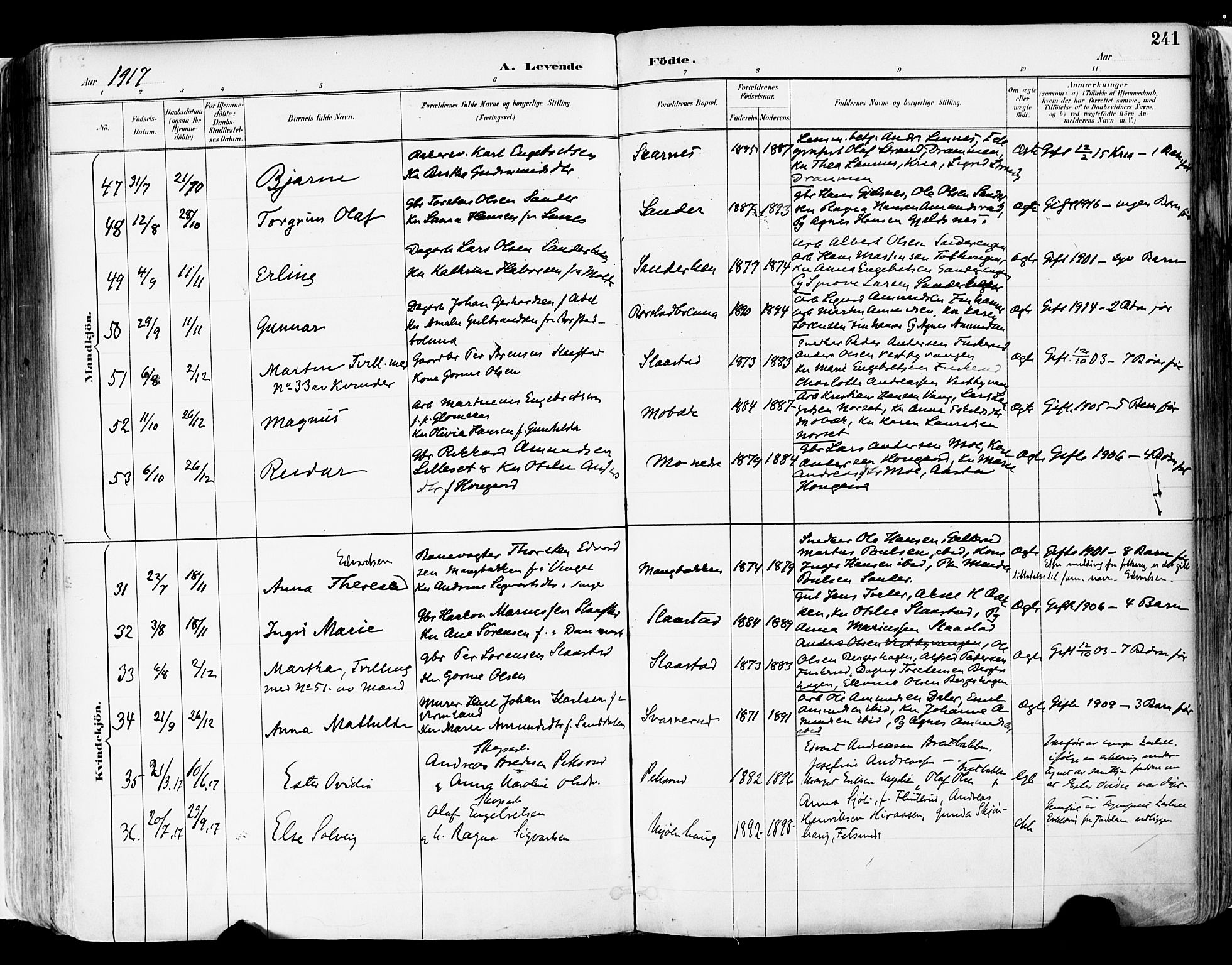 Sør-Odal prestekontor, SAH/PREST-030/H/Ha/Haa/L0006: Parish register (official) no. 6, 1886-1931, p. 241