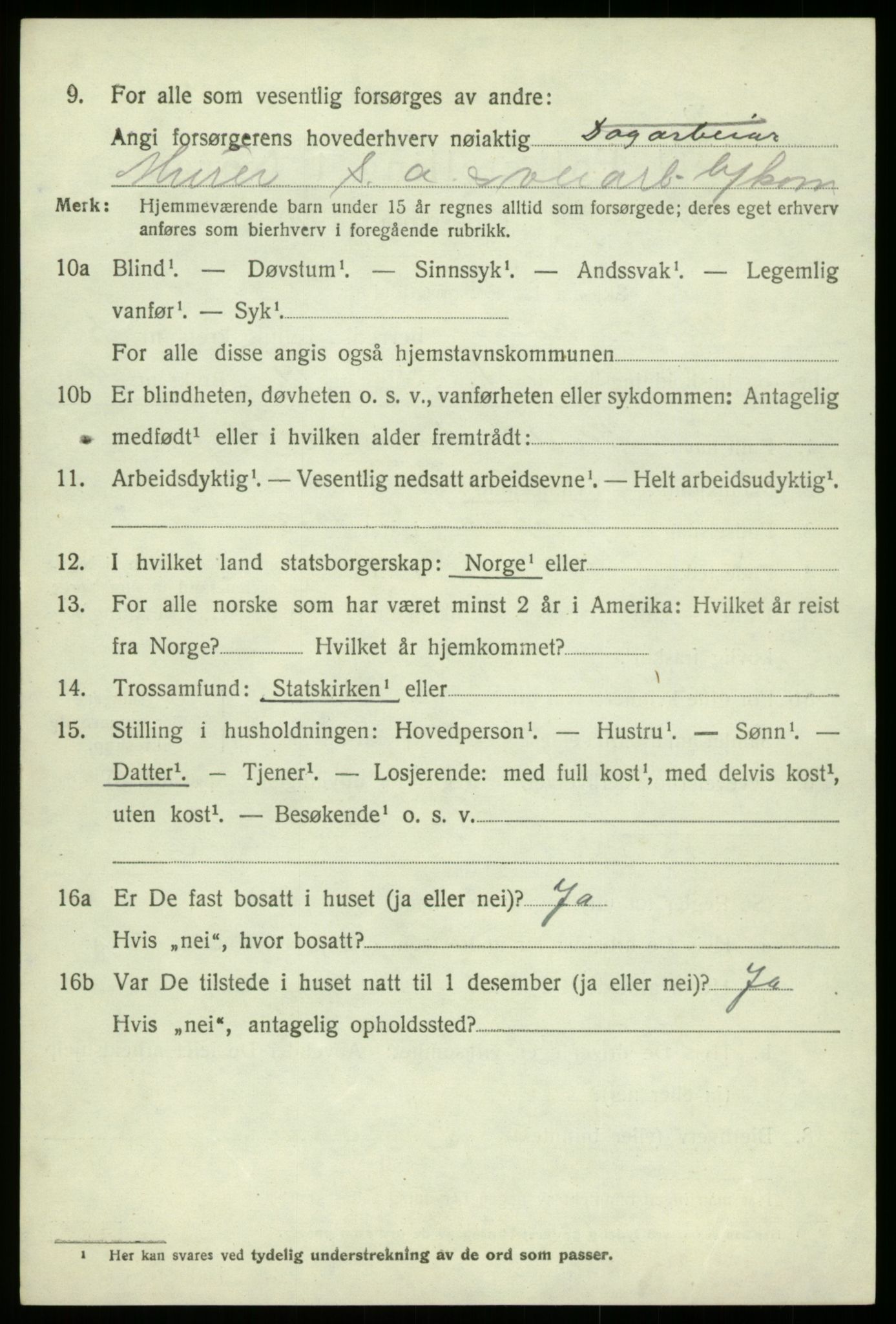 SAB, 1920 census for Kvam, 1920, p. 3778