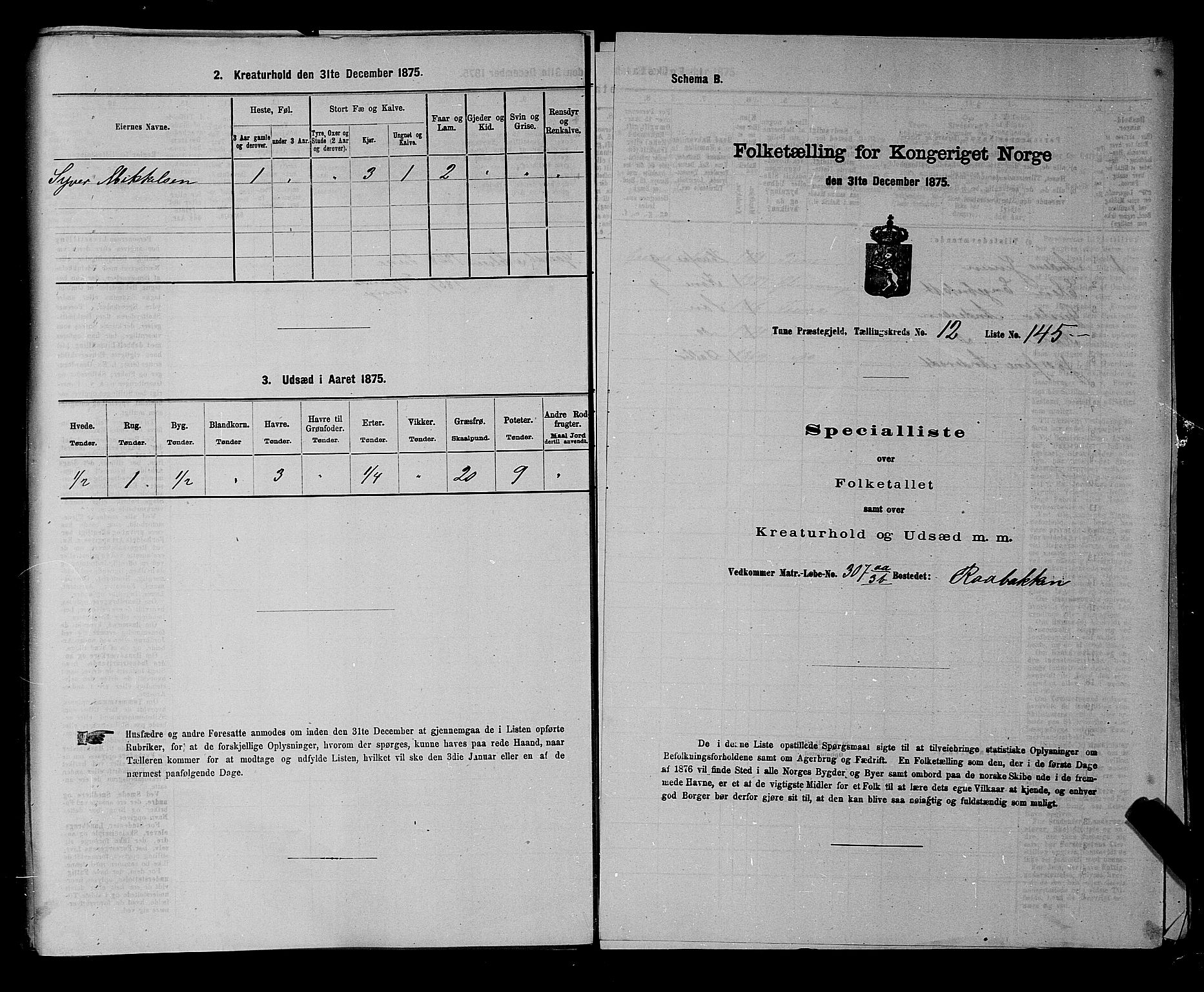 RA, 1875 census for 0130P Tune, 1875, p. 2167