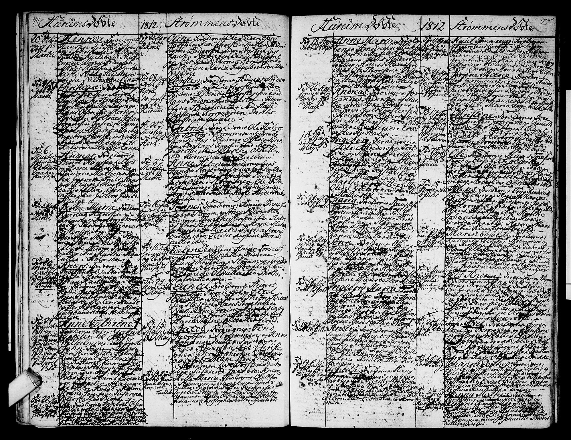 Hurum kirkebøker, AV/SAKO-A-229/F/Fa/L0008: Parish register (official) no. 8, 1810-1815, p. 74-75