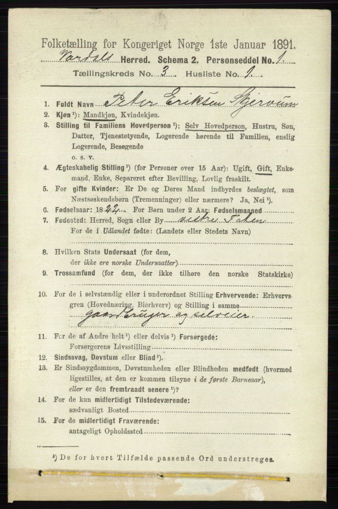 RA, 1891 census for 0527 Vardal, 1891, p. 978