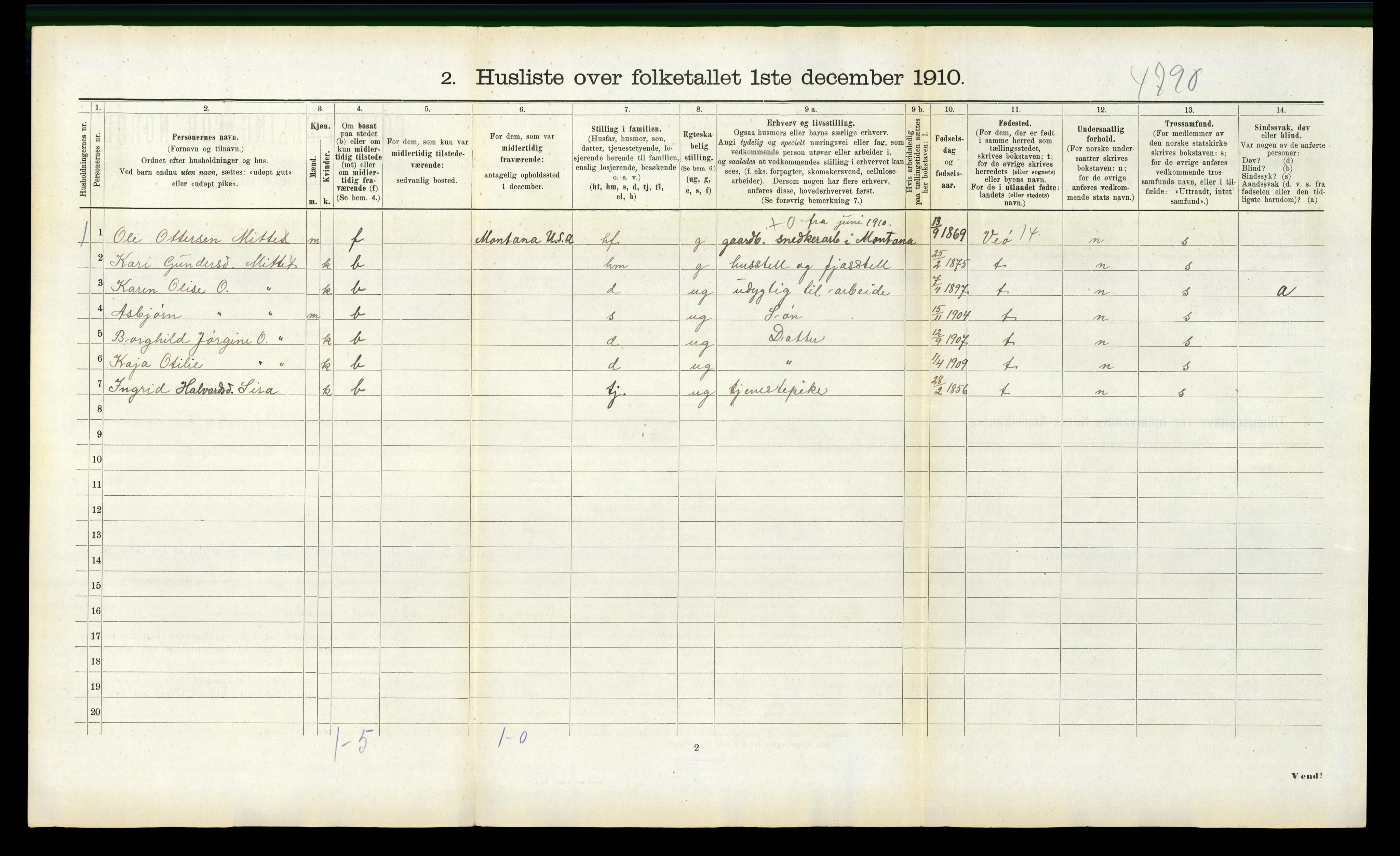 RA, 1910 census for Eresfjord og Vistdal, 1910, p. 586