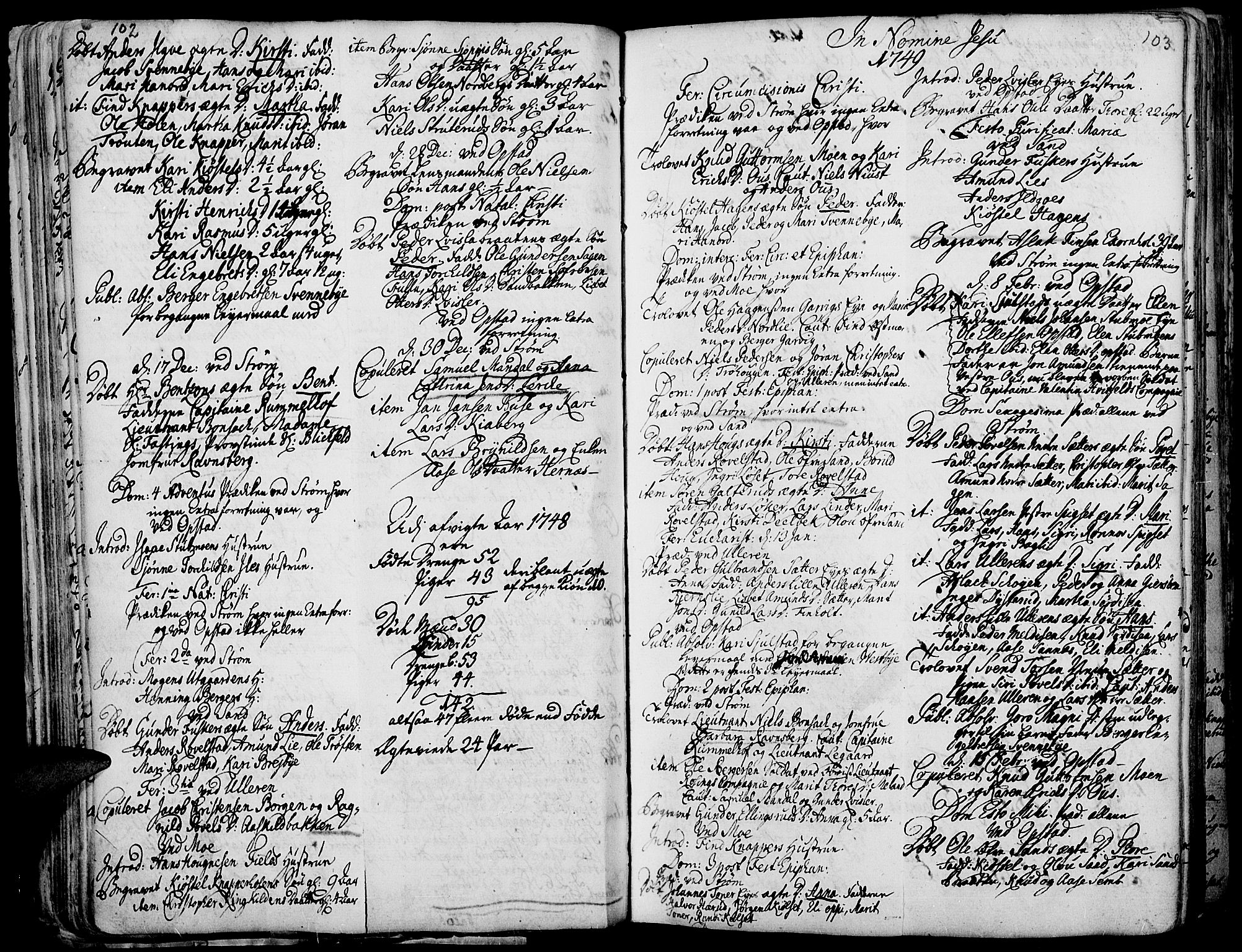Strøm-Odalen prestekontor, AV/SAH-PREST-028/H/Ha/Haa/L0003: Parish register (official) no. 3, 1741-1803, p. 102-103