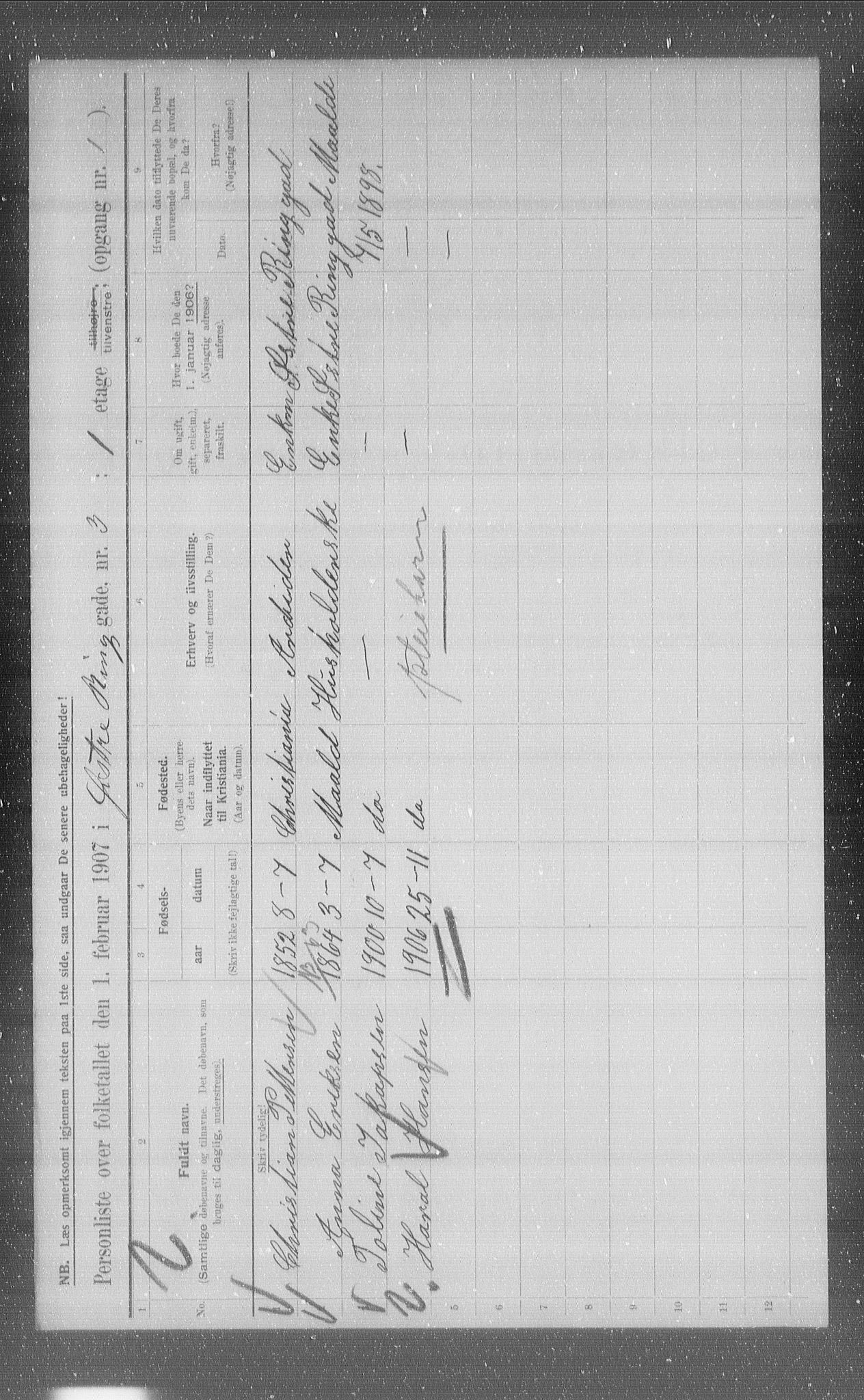 OBA, Municipal Census 1907 for Kristiania, 1907, p. 65780