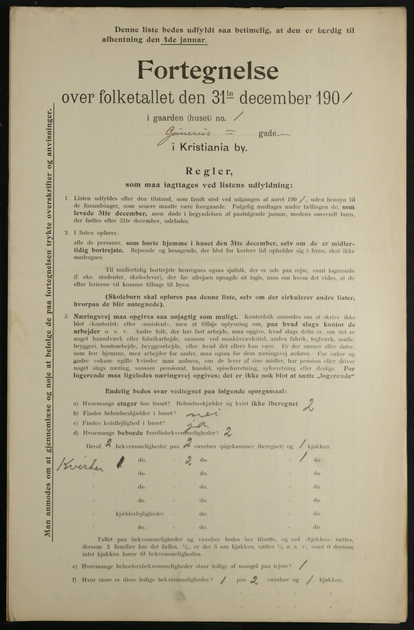 OBA, Municipal Census 1901 for Kristiania, 1901, p. 878
