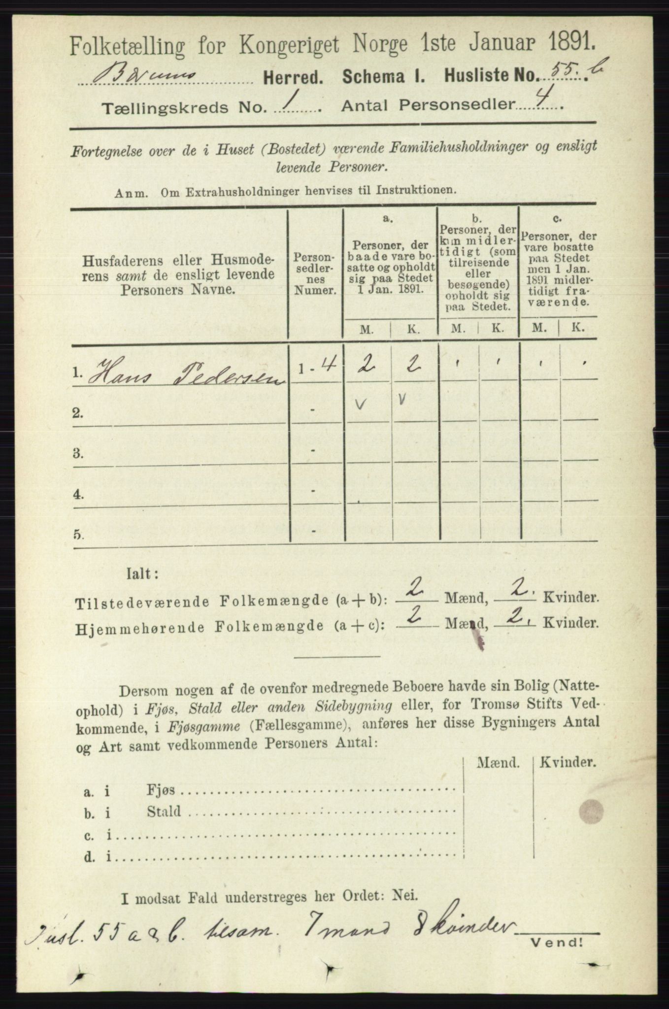 RA, 1891 census for 0219 Bærum, 1891, p. 100