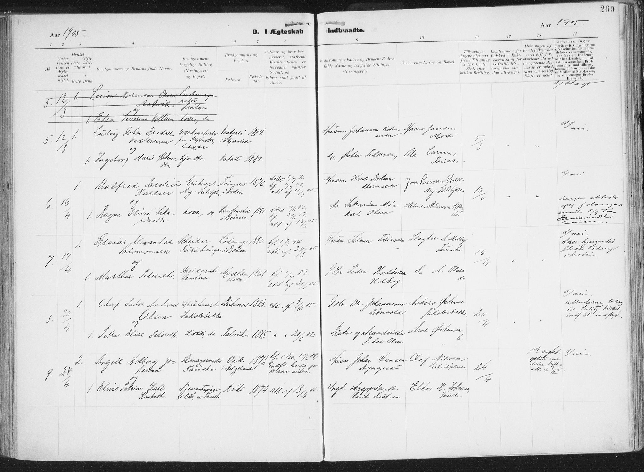 Ministerialprotokoller, klokkerbøker og fødselsregistre - Nordland, SAT/A-1459/849/L0696: Parish register (official) no. 849A08, 1898-1910, p. 269