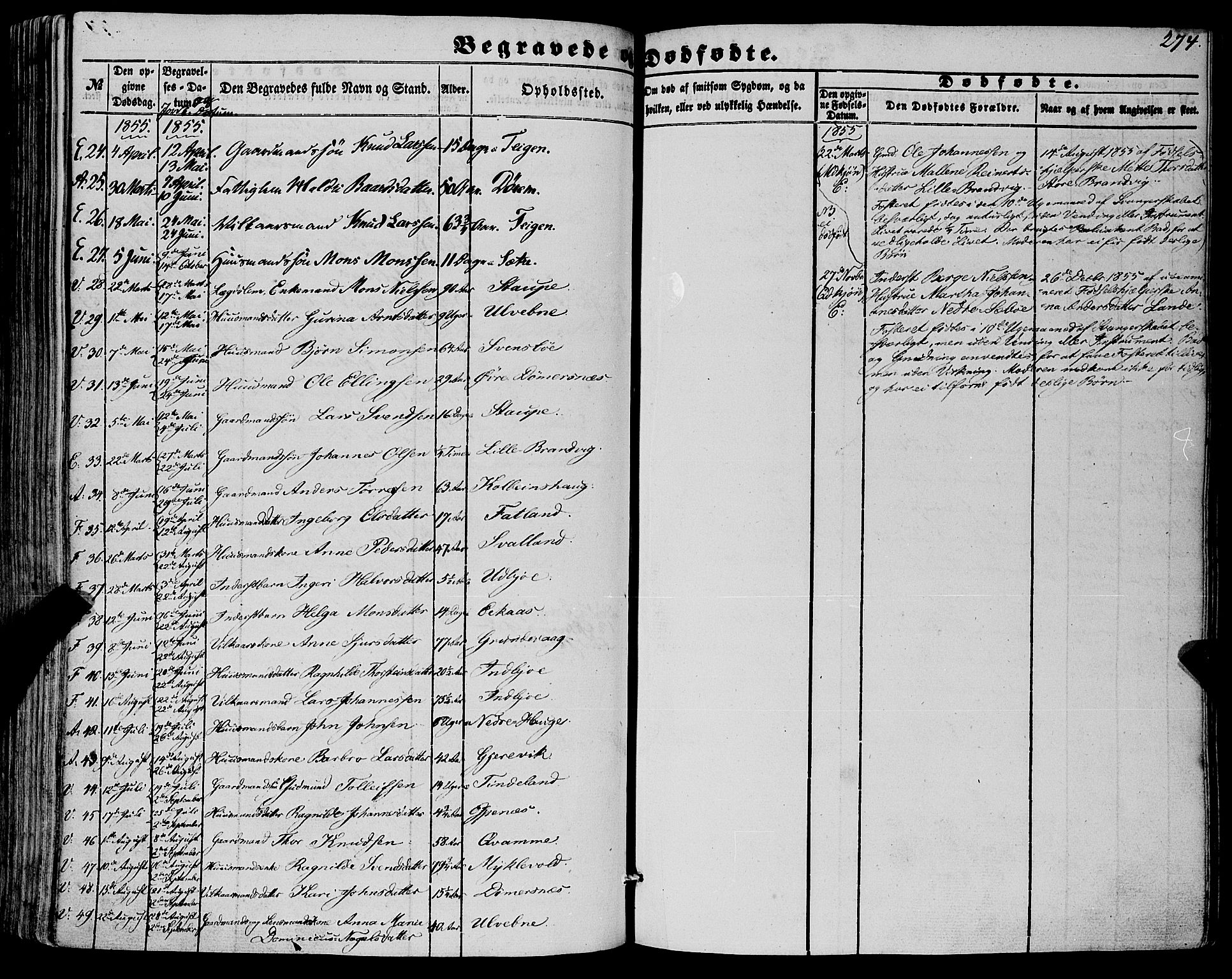 Fjelberg sokneprestembete, SAB/A-75201/H/Haa: Parish register (official) no. A 7, 1851-1867, p. 274