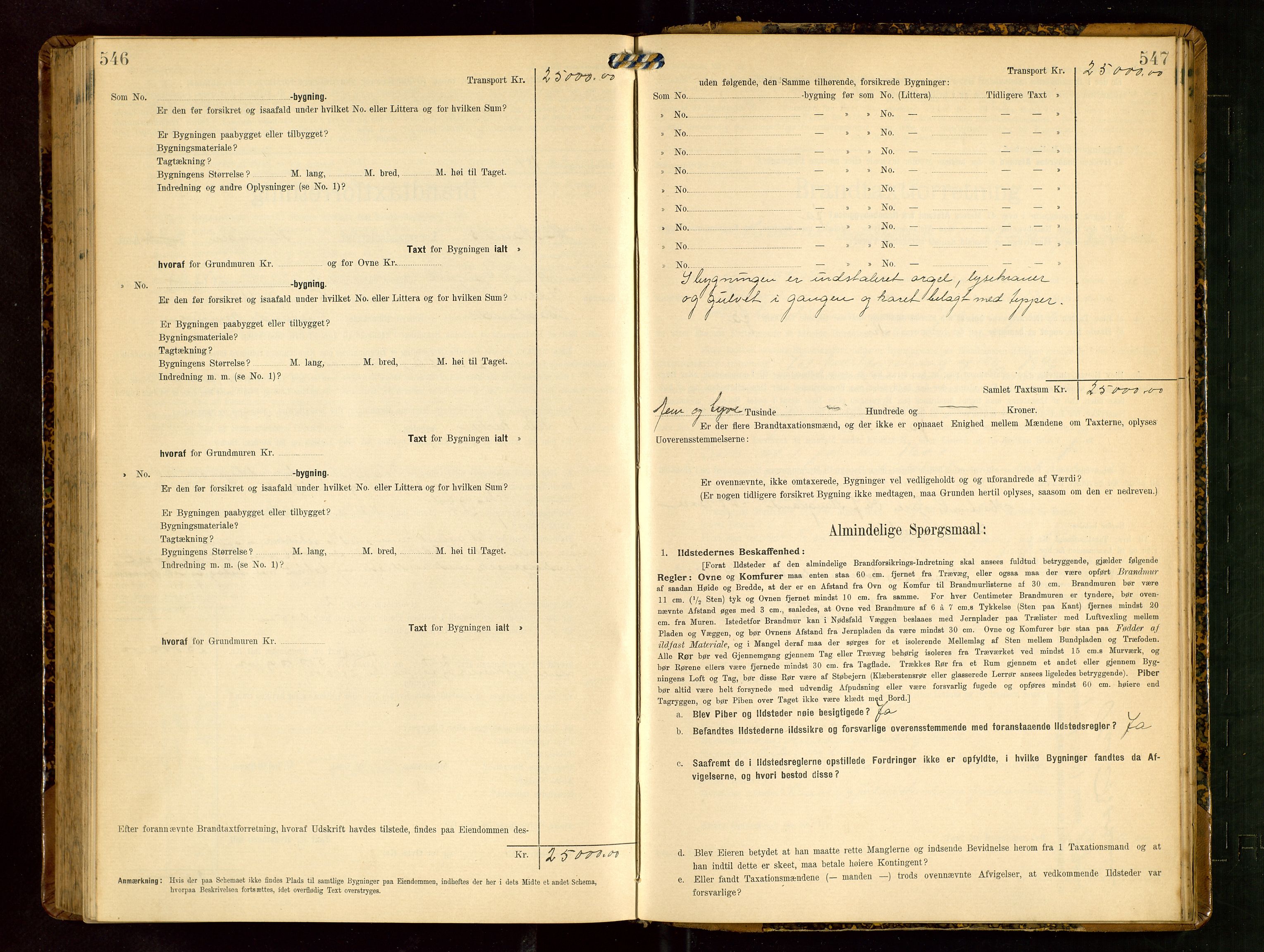 Håland lensmannskontor, AV/SAST-A-100100/Gob/L0003: Branntakstprotokoll - skjematakst. Register i boken., 1909-1910, p. 546-547