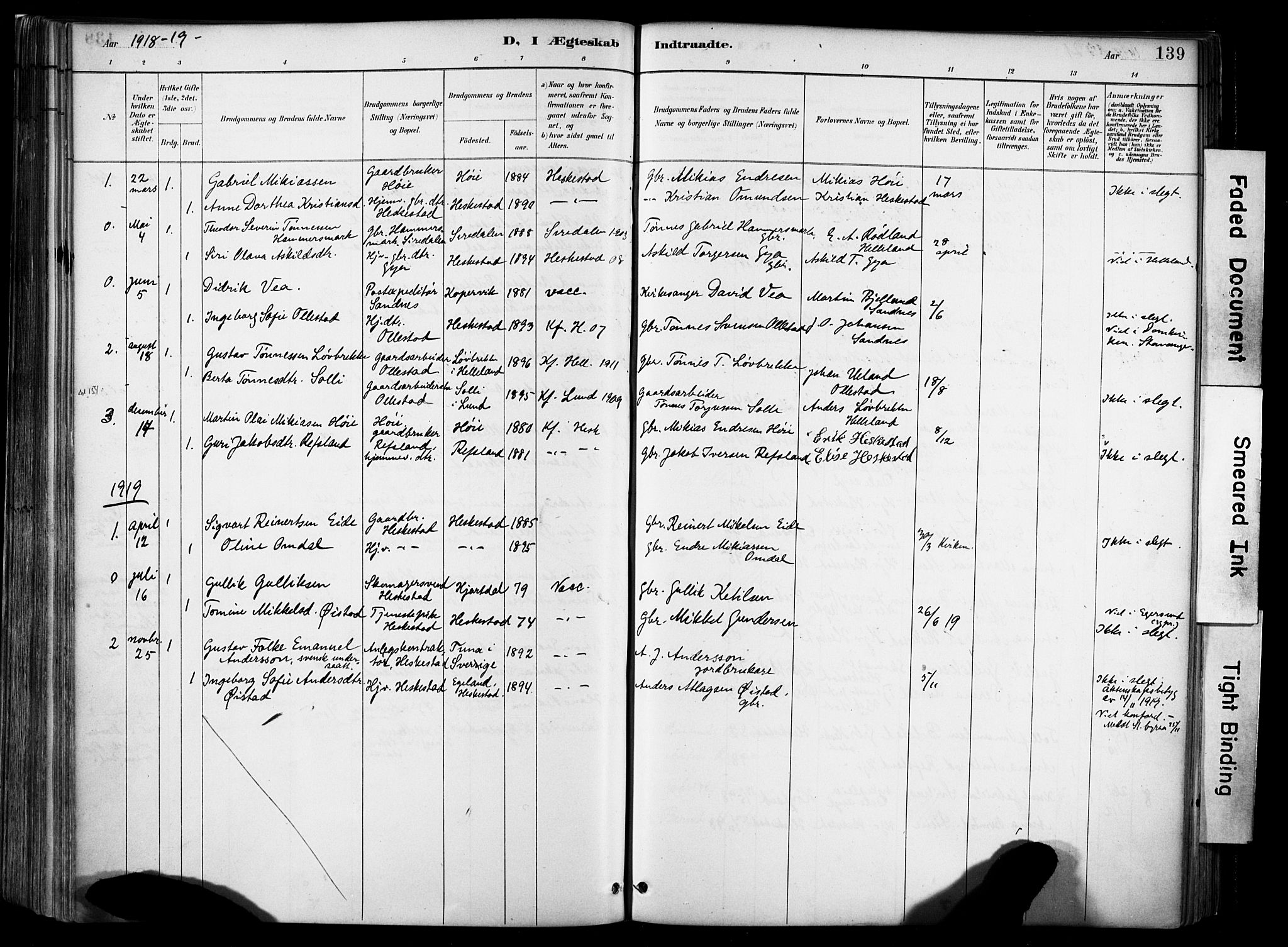 Lund sokneprestkontor, AV/SAST-A-101809/S06/L0012: Parish register (official) no. A 11, 1887-1921, p. 139