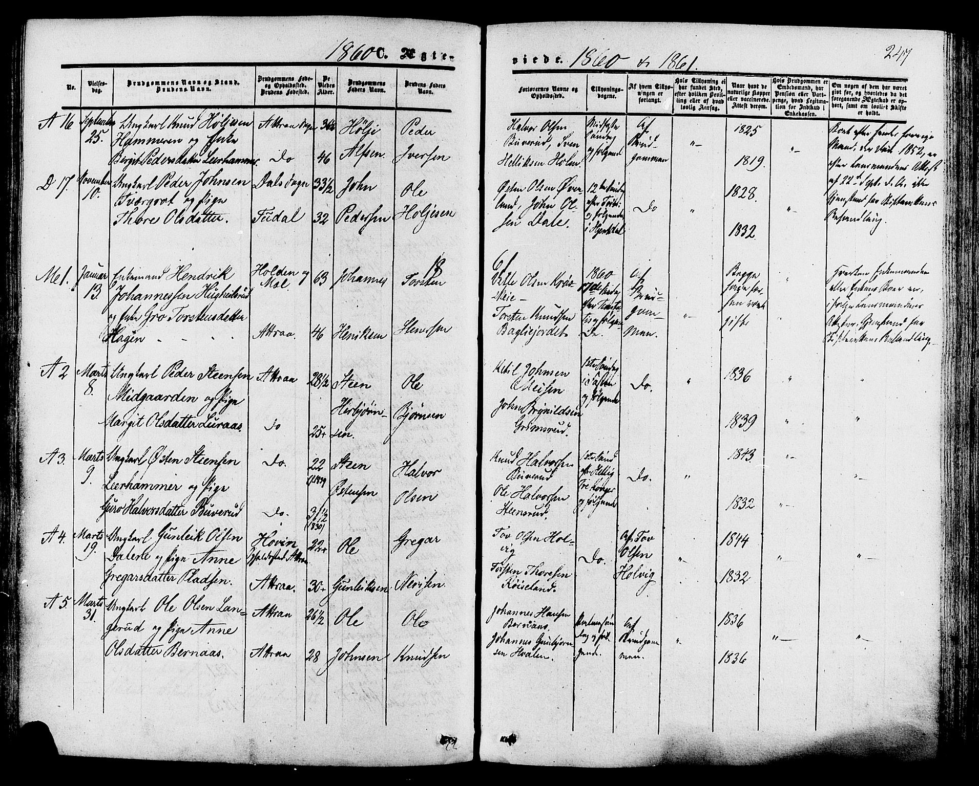 Tinn kirkebøker, SAKO/A-308/F/Fa/L0006: Parish register (official) no. I 6, 1857-1878, p. 247