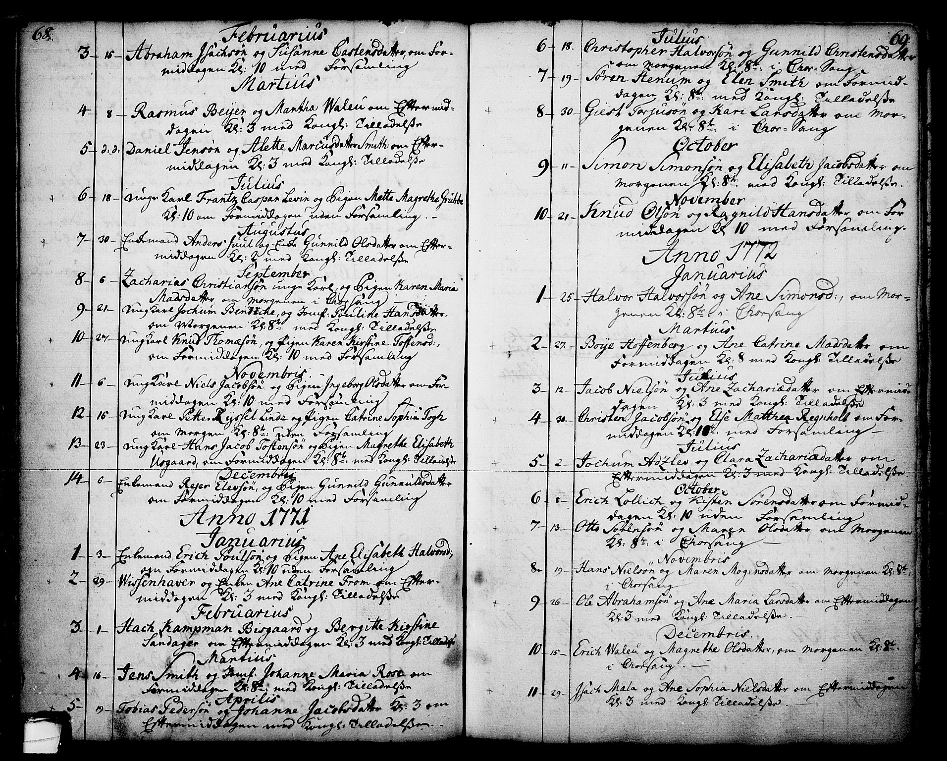 Skien kirkebøker, SAKO/A-302/F/Fa/L0003: Parish register (official) no. 3, 1755-1791, p. 68-69
