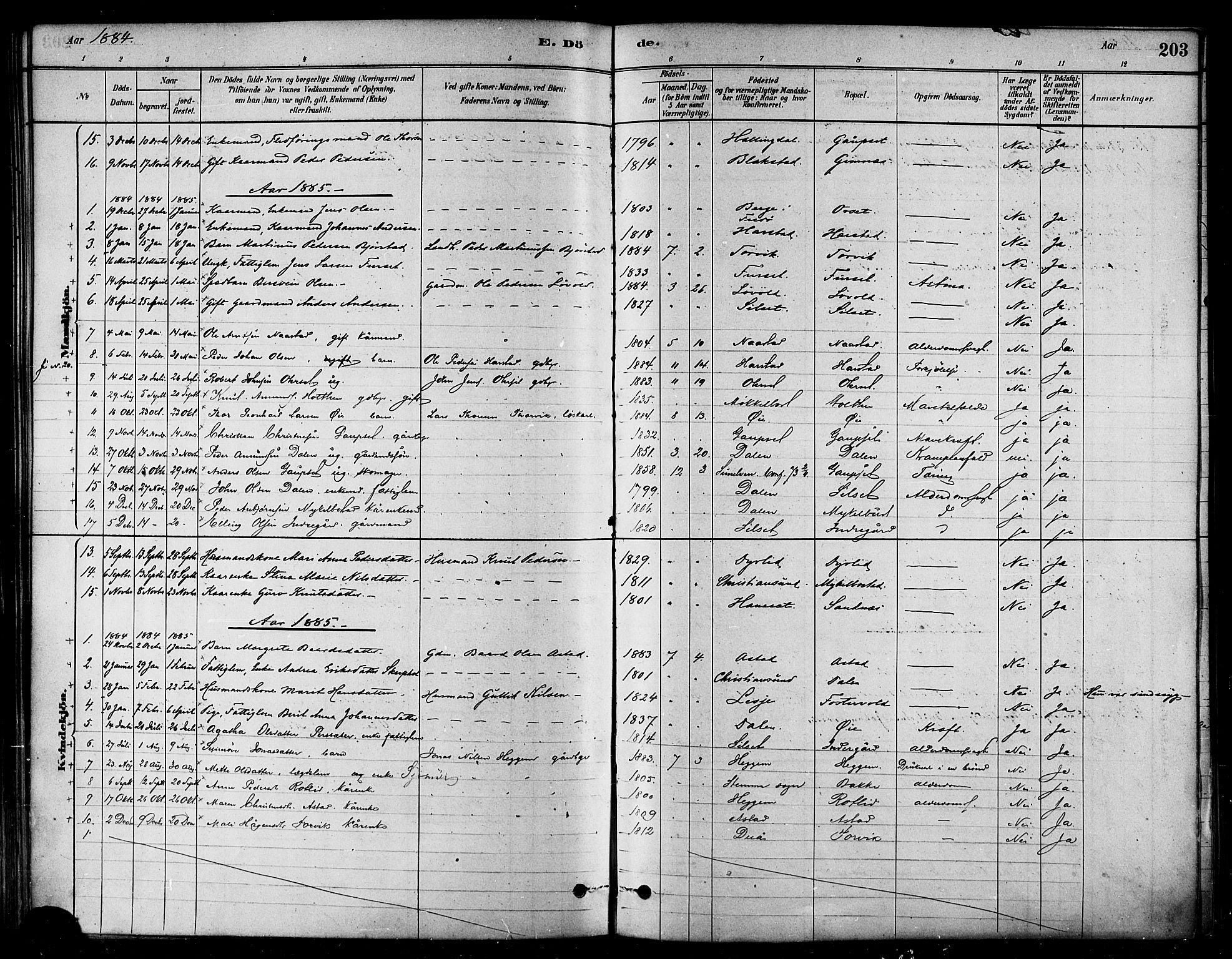 Ministerialprotokoller, klokkerbøker og fødselsregistre - Møre og Romsdal, SAT/A-1454/584/L0967: Parish register (official) no. 584A07, 1879-1894, p. 203
