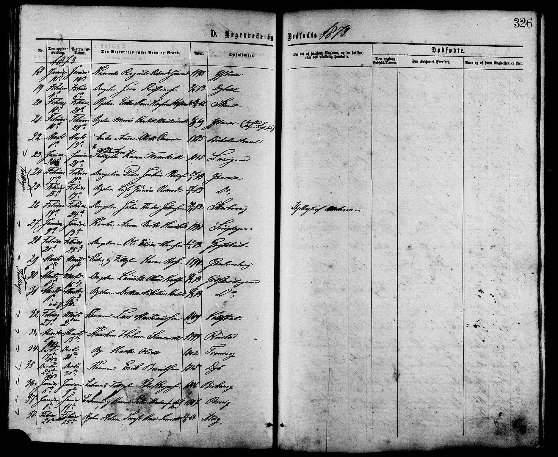 Ministerialprotokoller, klokkerbøker og fødselsregistre - Møre og Romsdal, AV/SAT-A-1454/528/L0399: Parish register (official) no. 528A10, 1864-1879, p. 326