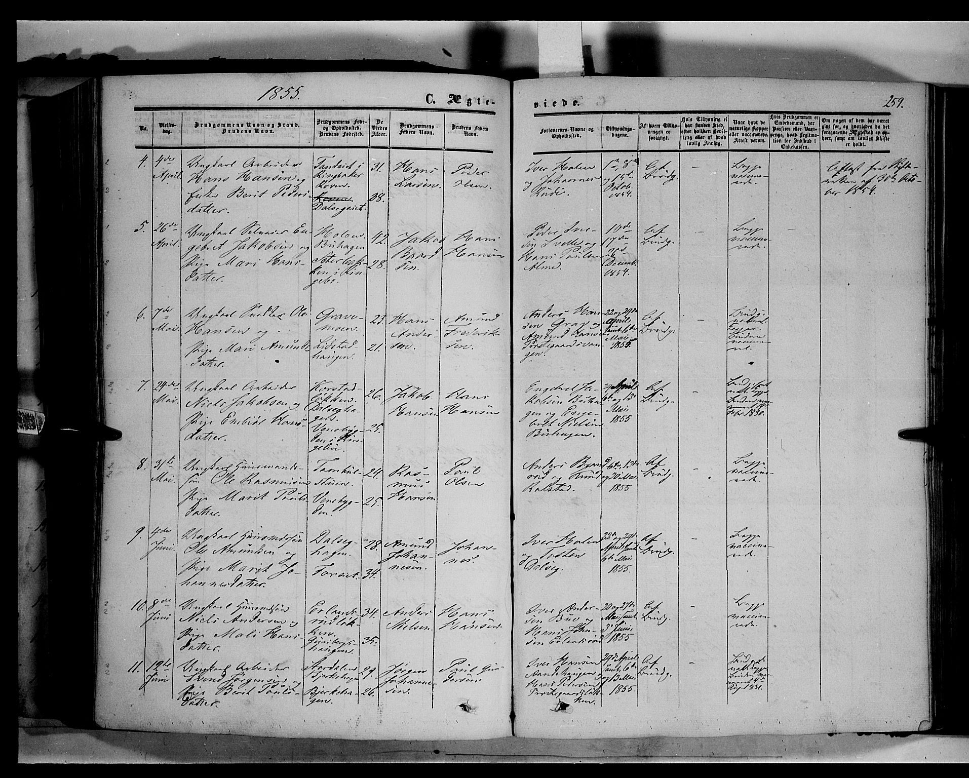 Sør-Fron prestekontor, SAH/PREST-010/H/Ha/Haa/L0001: Parish register (official) no. 1, 1849-1863, p. 259