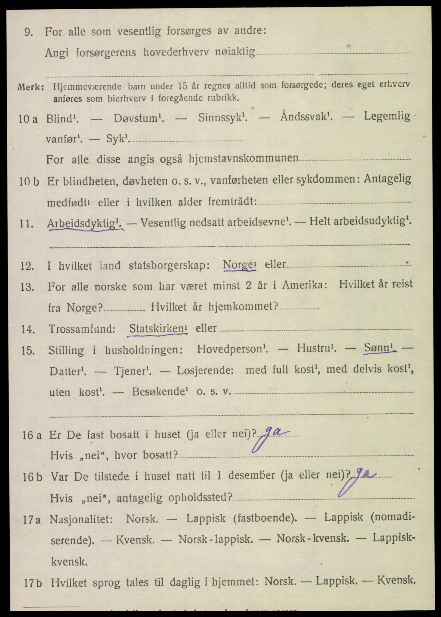 SAT, 1920 census for Vik, 1920, p. 5234