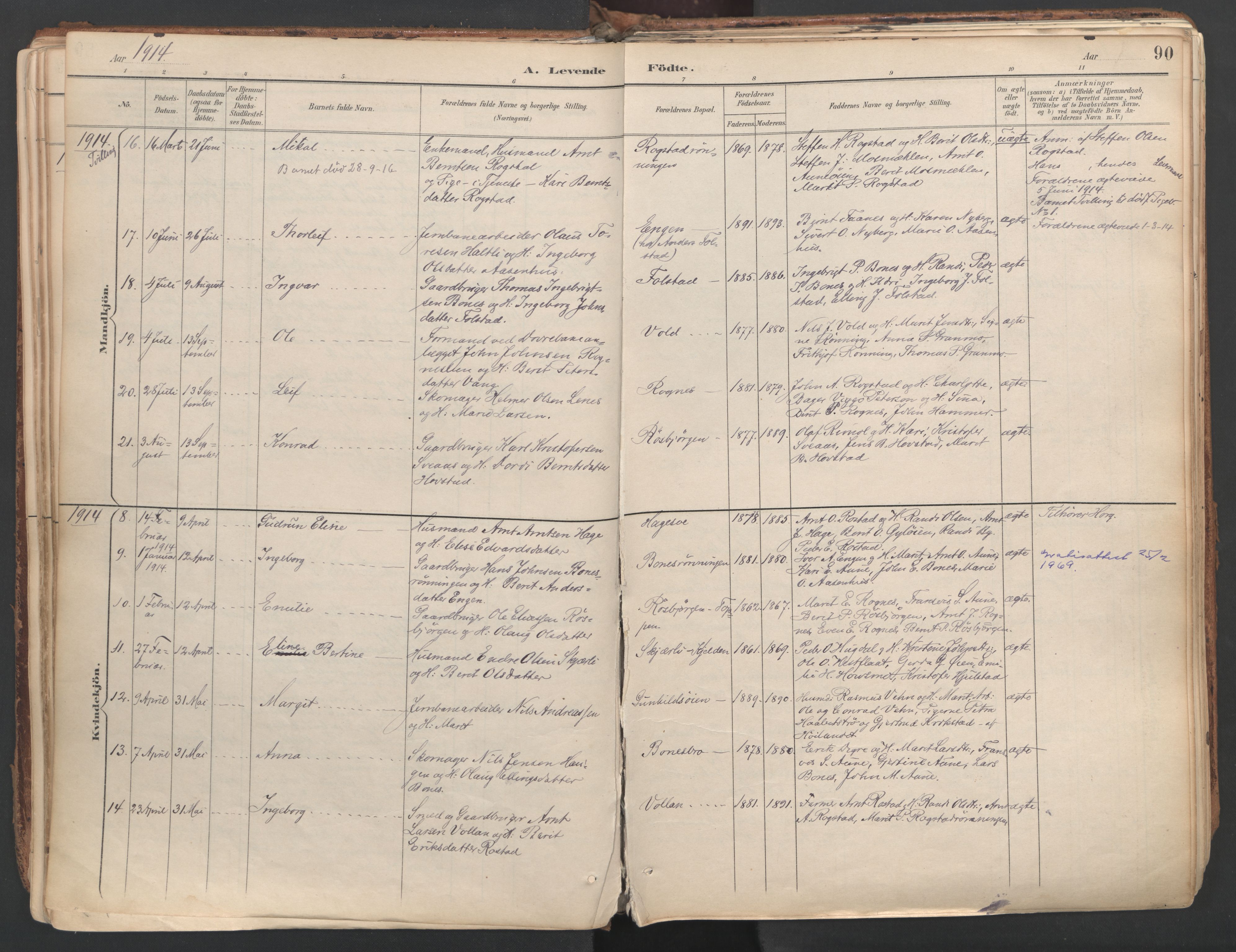 Ministerialprotokoller, klokkerbøker og fødselsregistre - Sør-Trøndelag, SAT/A-1456/687/L1004: Parish register (official) no. 687A10, 1891-1923, p. 90
