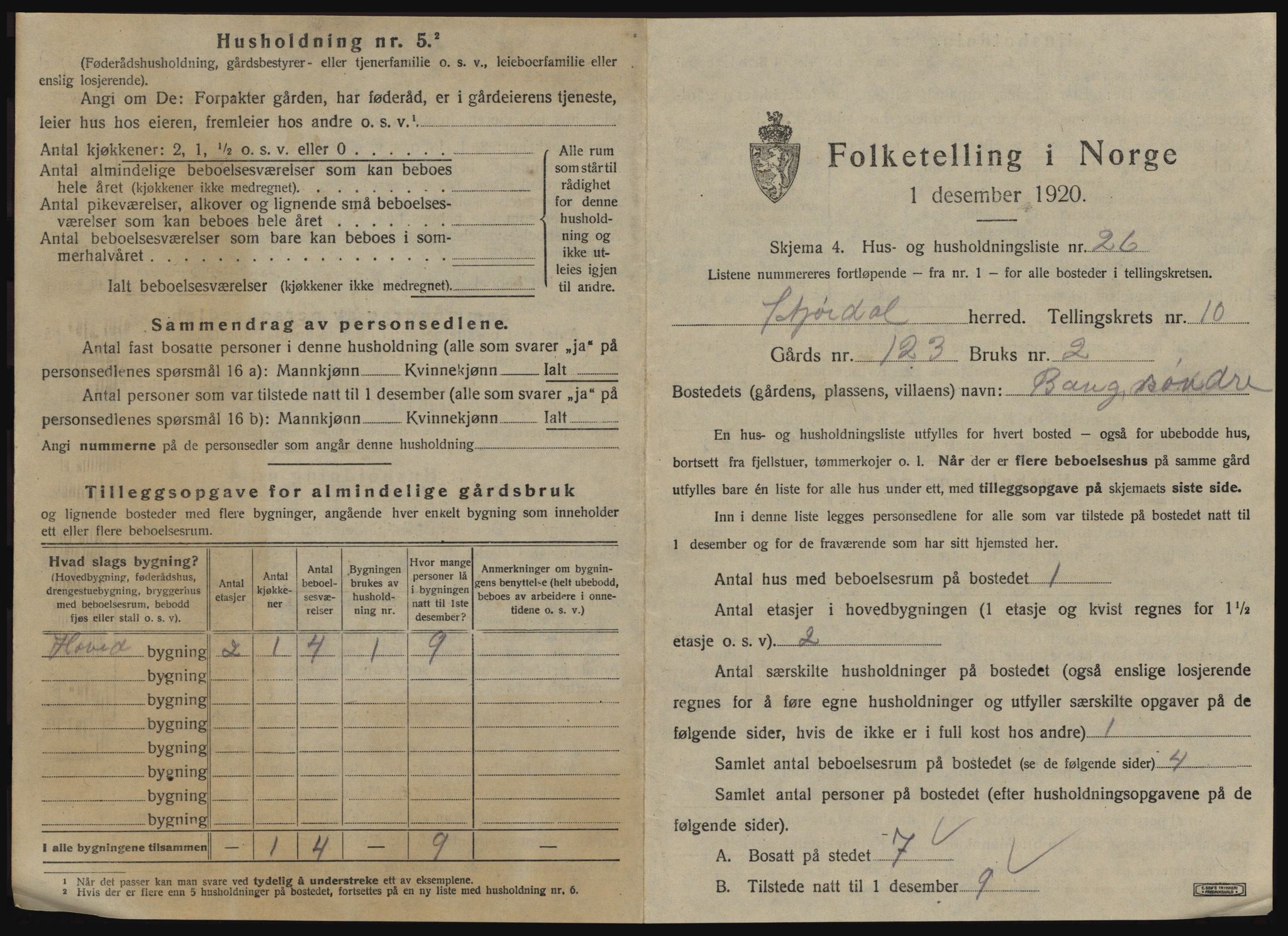 SAT, 1920 census for Stjørdal, 1920, p. 1284