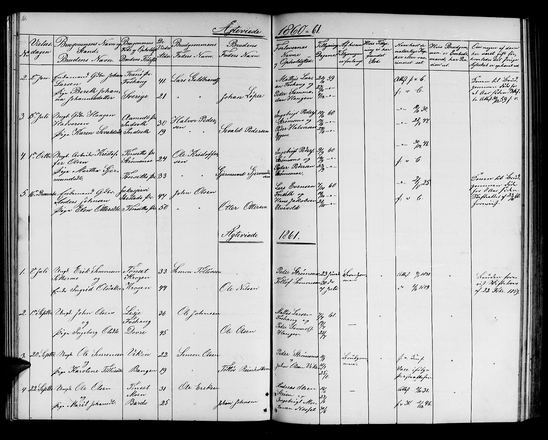 Målselv sokneprestembete, AV/SATØ-S-1311/G/Ga/Gab/L0006klokker: Parish register (copy) no. 6, 1850-1875, p. 161