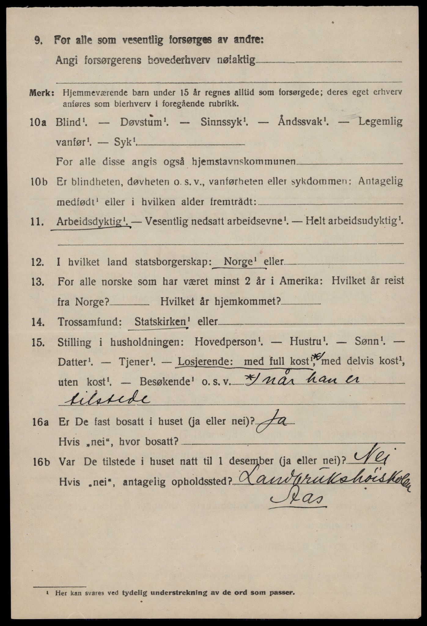 SAST, 1920 census for Nedstrand, 1920, p. 1788