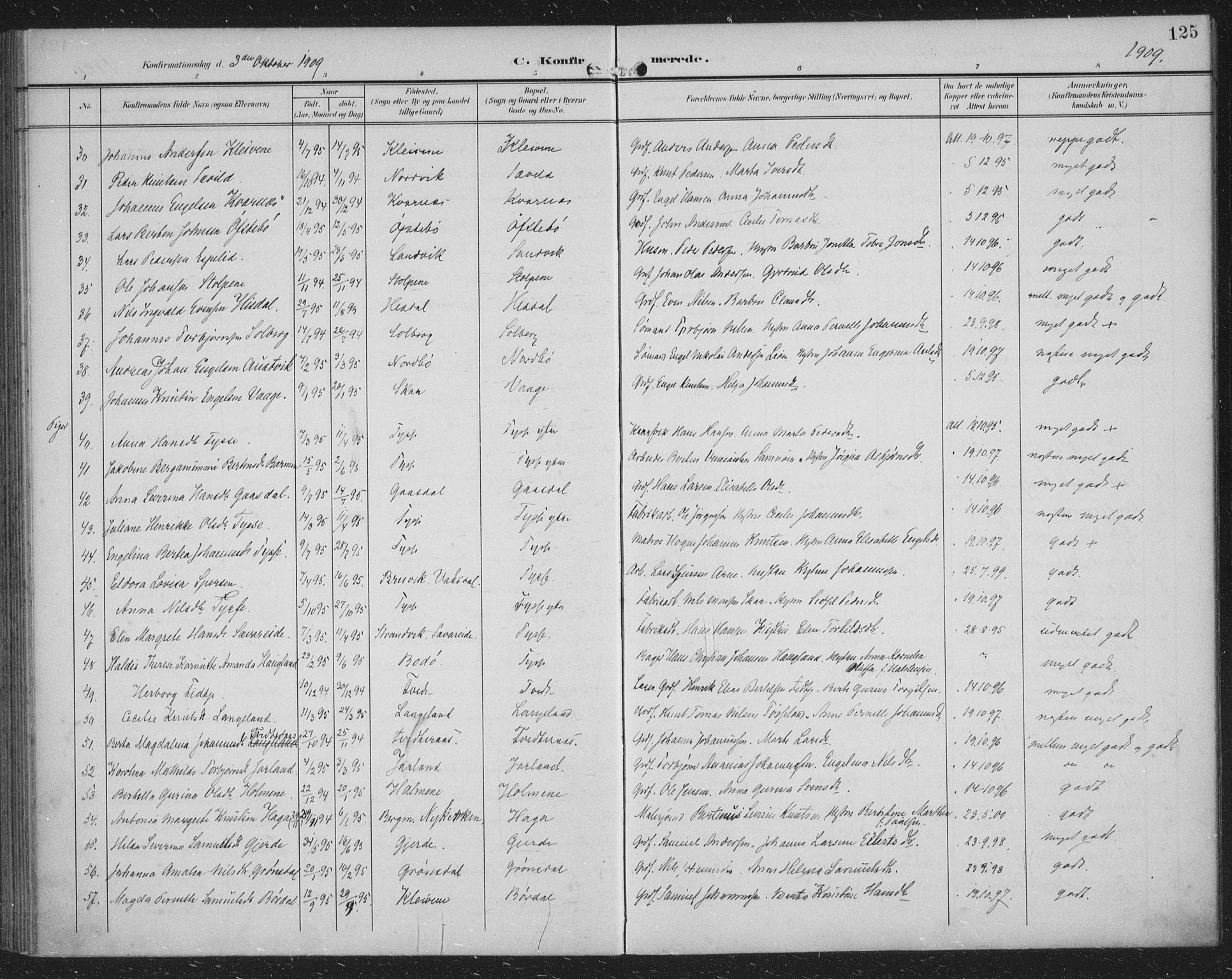 Samnanger Sokneprestembete, AV/SAB-A-77501/H/Haa: Parish register (official) no. A 2, 1902-1918, p. 125