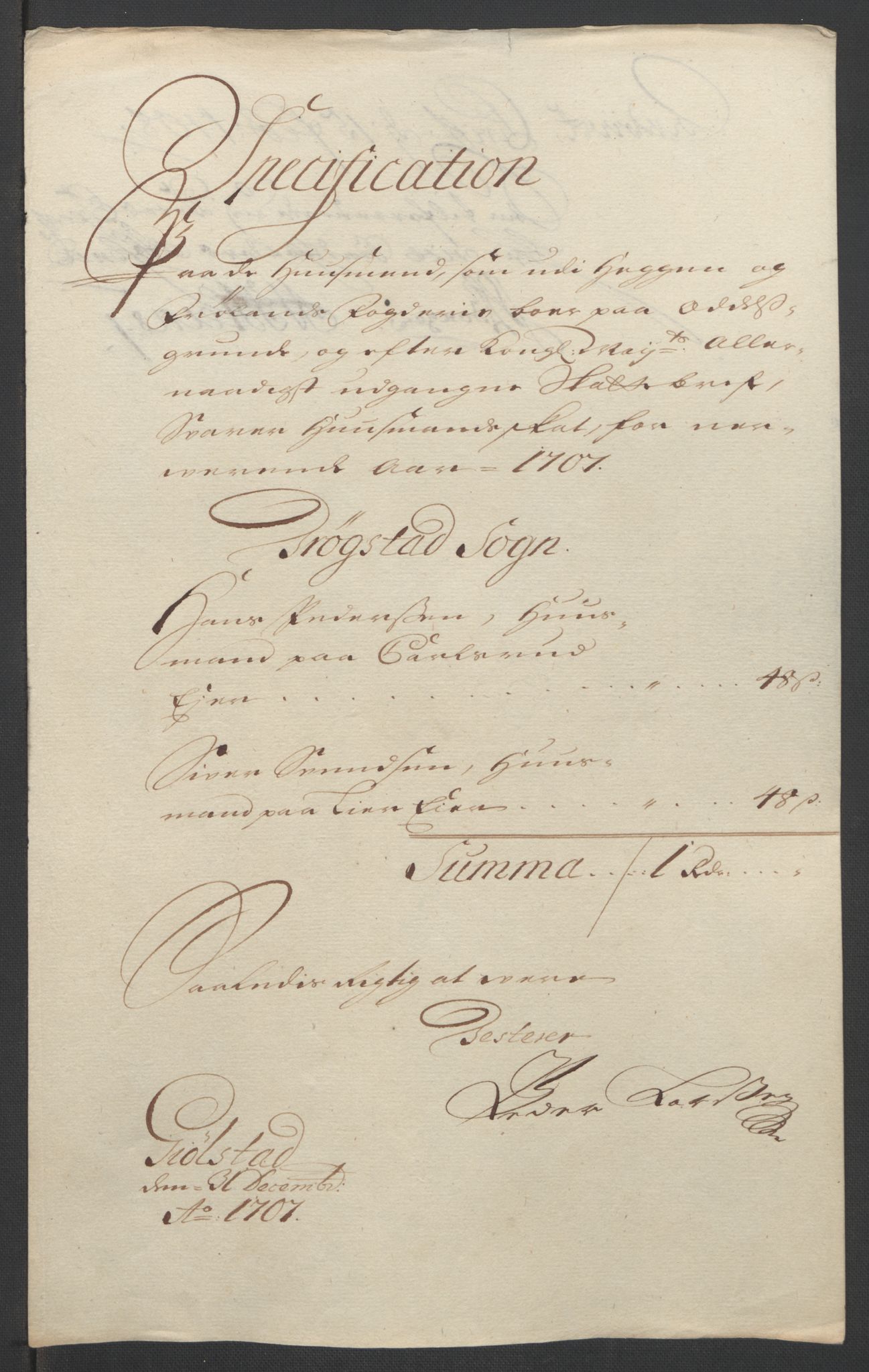 Rentekammeret inntil 1814, Reviderte regnskaper, Fogderegnskap, AV/RA-EA-4092/R07/L0299: Fogderegnskap Rakkestad, Heggen og Frøland, 1707, p. 86